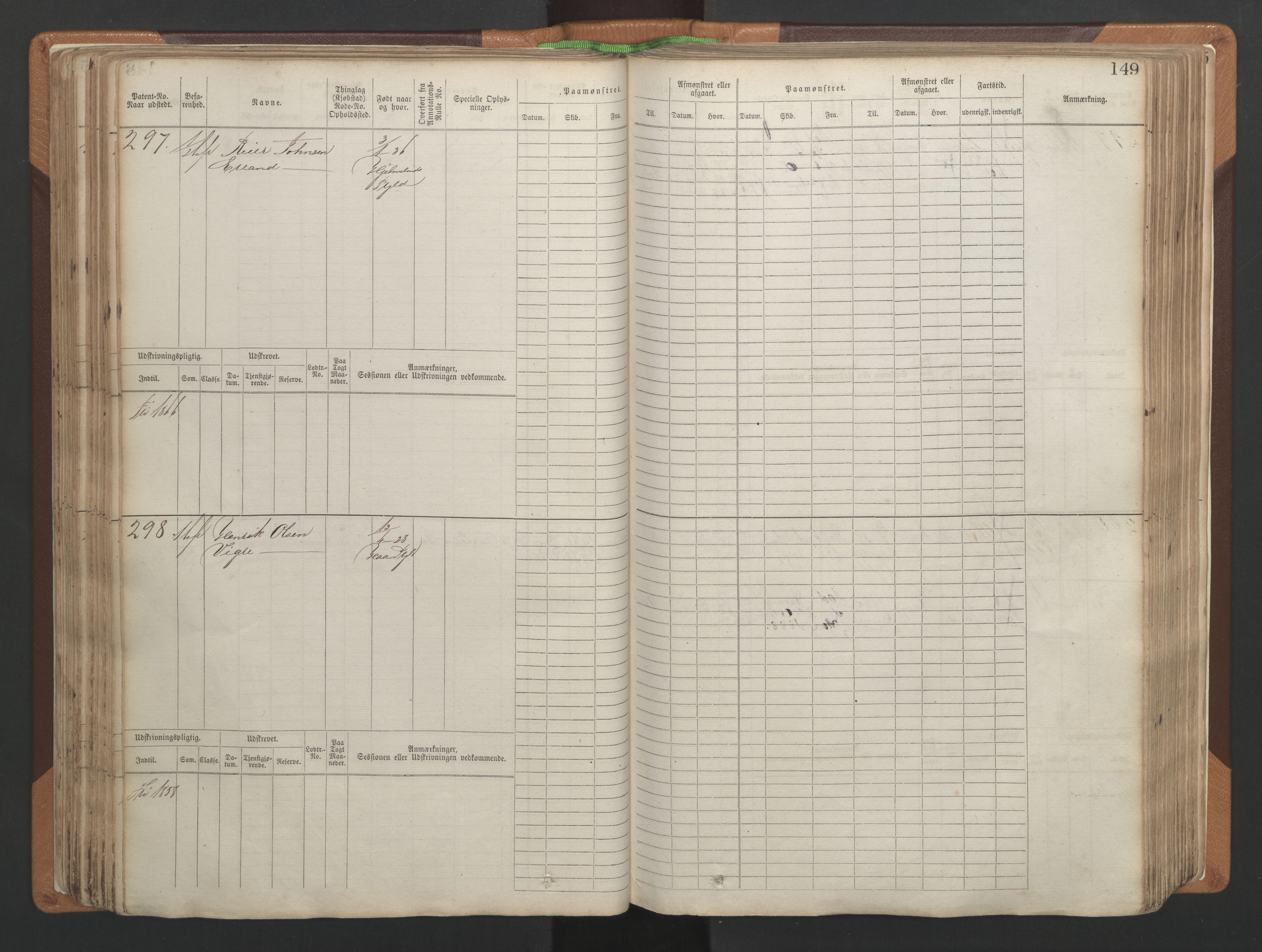 Stavanger sjømannskontor, AV/SAST-A-102006/F/Fb/Fbb/L0004: Sjøfartshovedrulle, patentnr. 1-792 (del 1), 1869-1880, p. 153