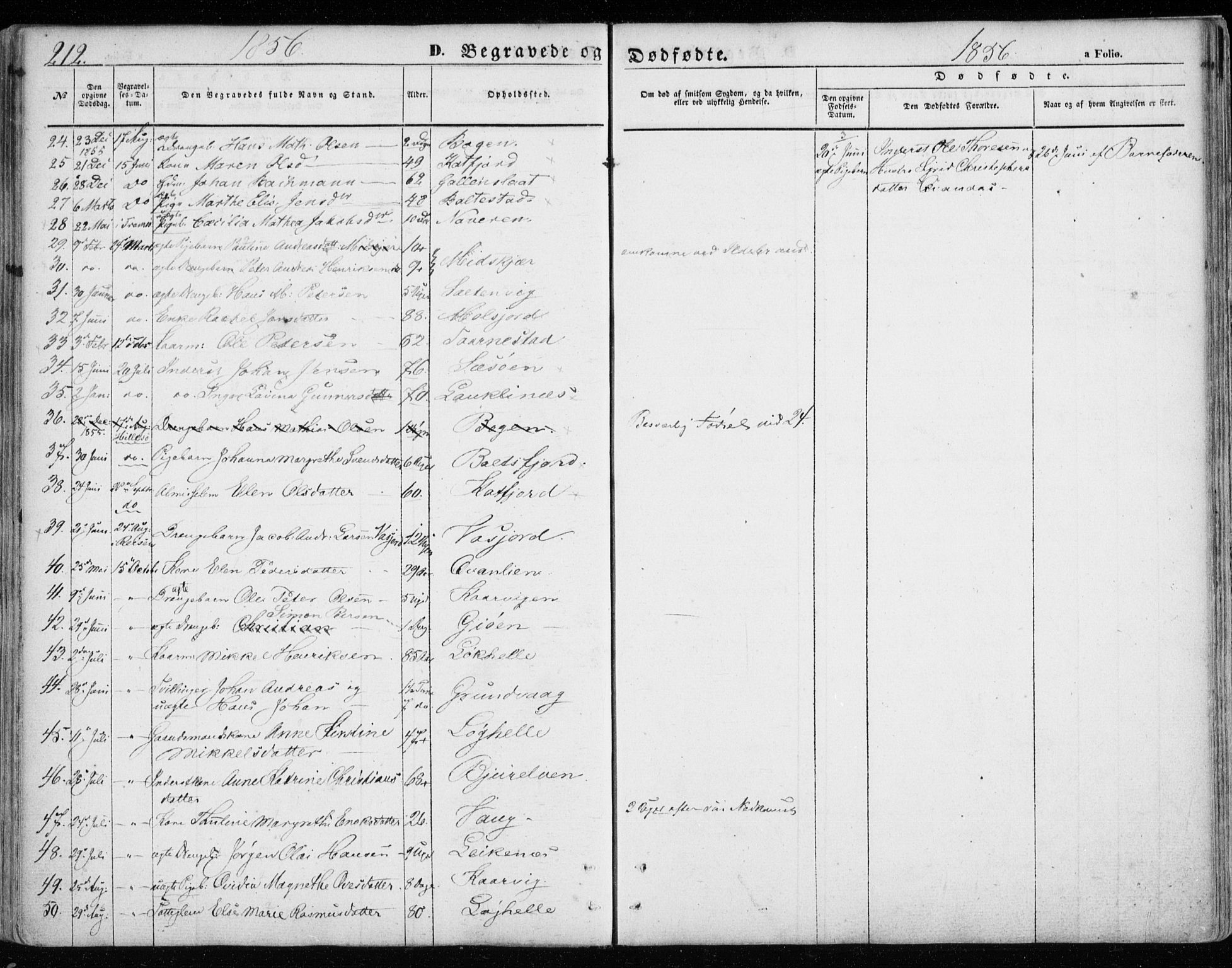 Lenvik sokneprestembete, SATØ/S-1310/H/Ha/Haa/L0007kirke: Parish register (official) no. 7, 1855-1865, p. 212