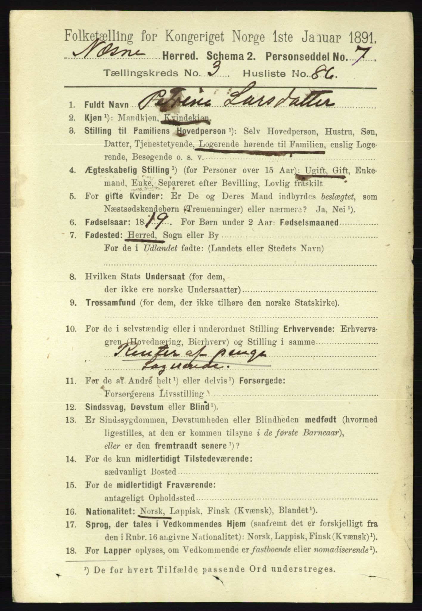 RA, 1891 census for 1828 Nesna, 1891, p. 2079