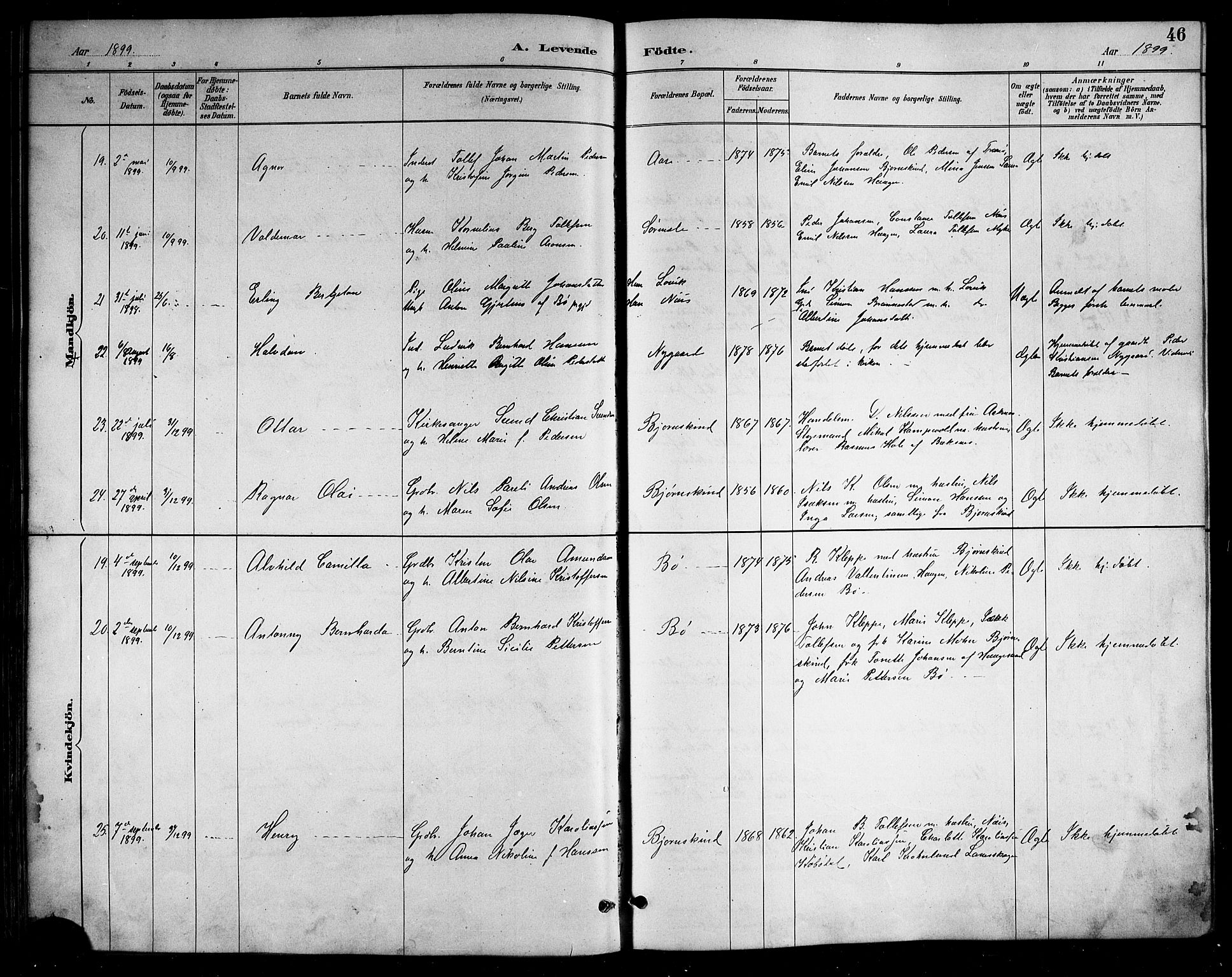 Ministerialprotokoller, klokkerbøker og fødselsregistre - Nordland, AV/SAT-A-1459/898/L1427: Parish register (copy) no. 898C02, 1887-1917, p. 46