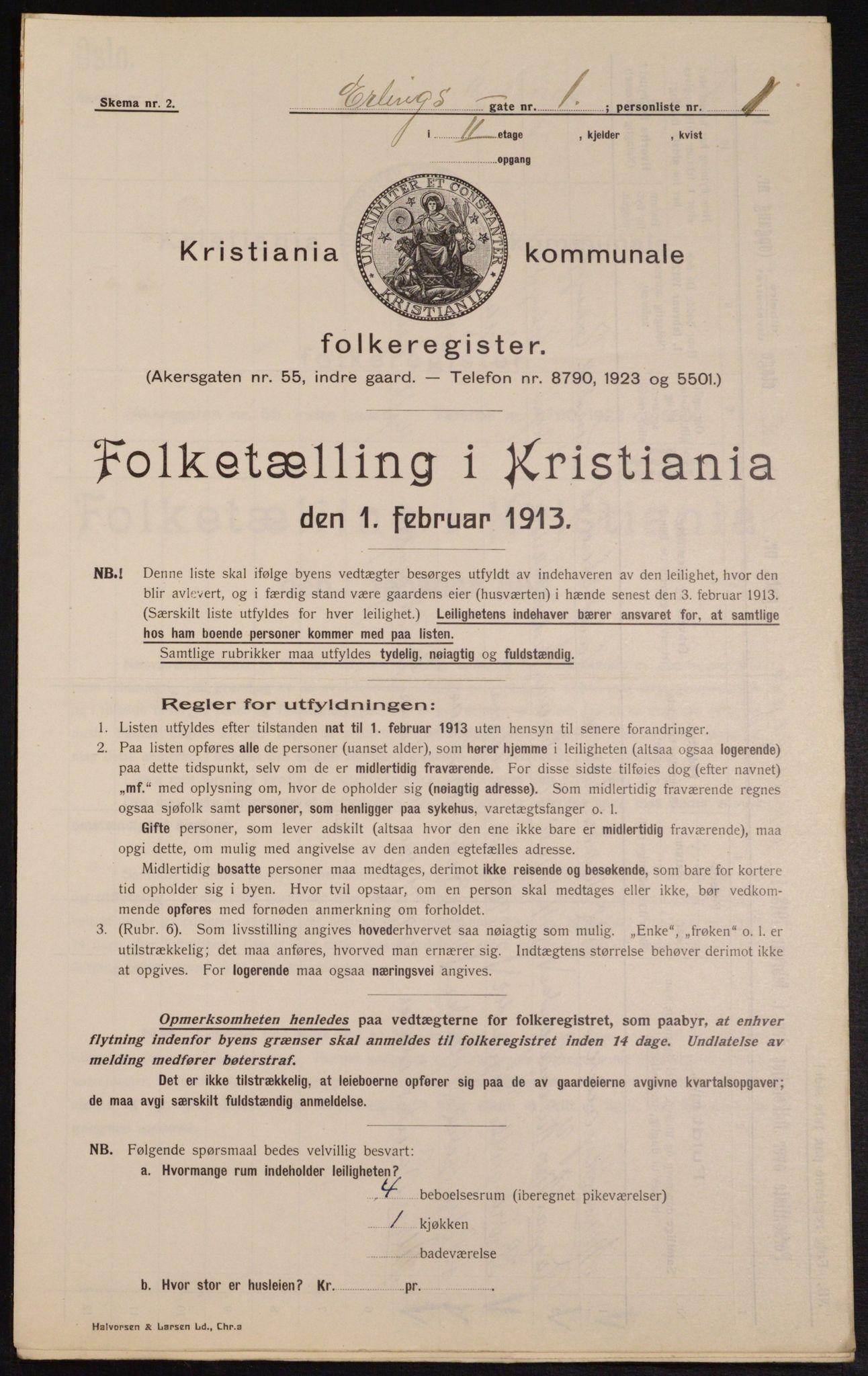 OBA, Municipal Census 1913 for Kristiania, 1913, p. 22079