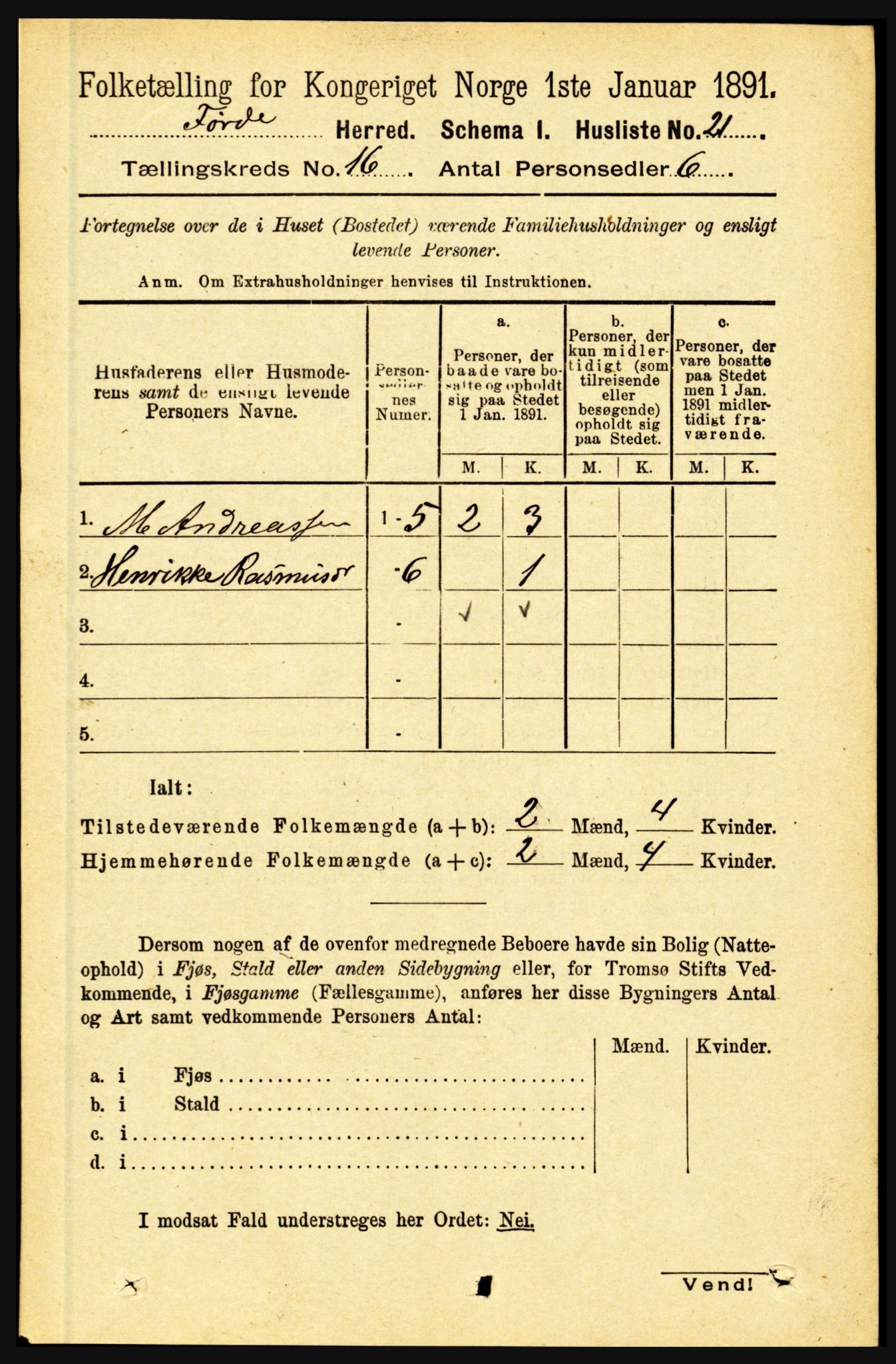 RA, 1891 census for 1432 Førde, 1891, p. 5827