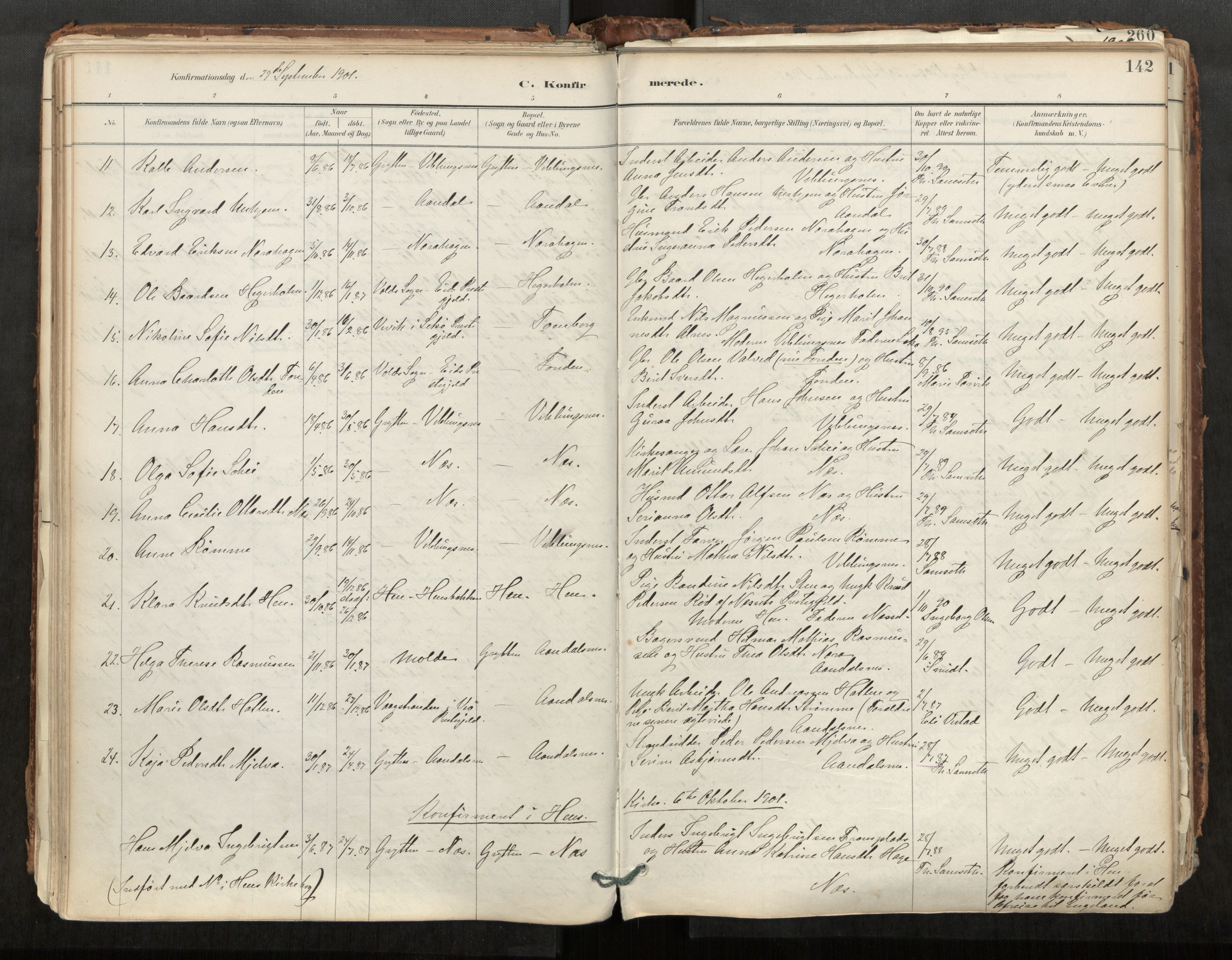 Ministerialprotokoller, klokkerbøker og fødselsregistre - Møre og Romsdal, AV/SAT-A-1454/544/L0585: Parish register (official) no. 544A06, 1887-1924, p. 142