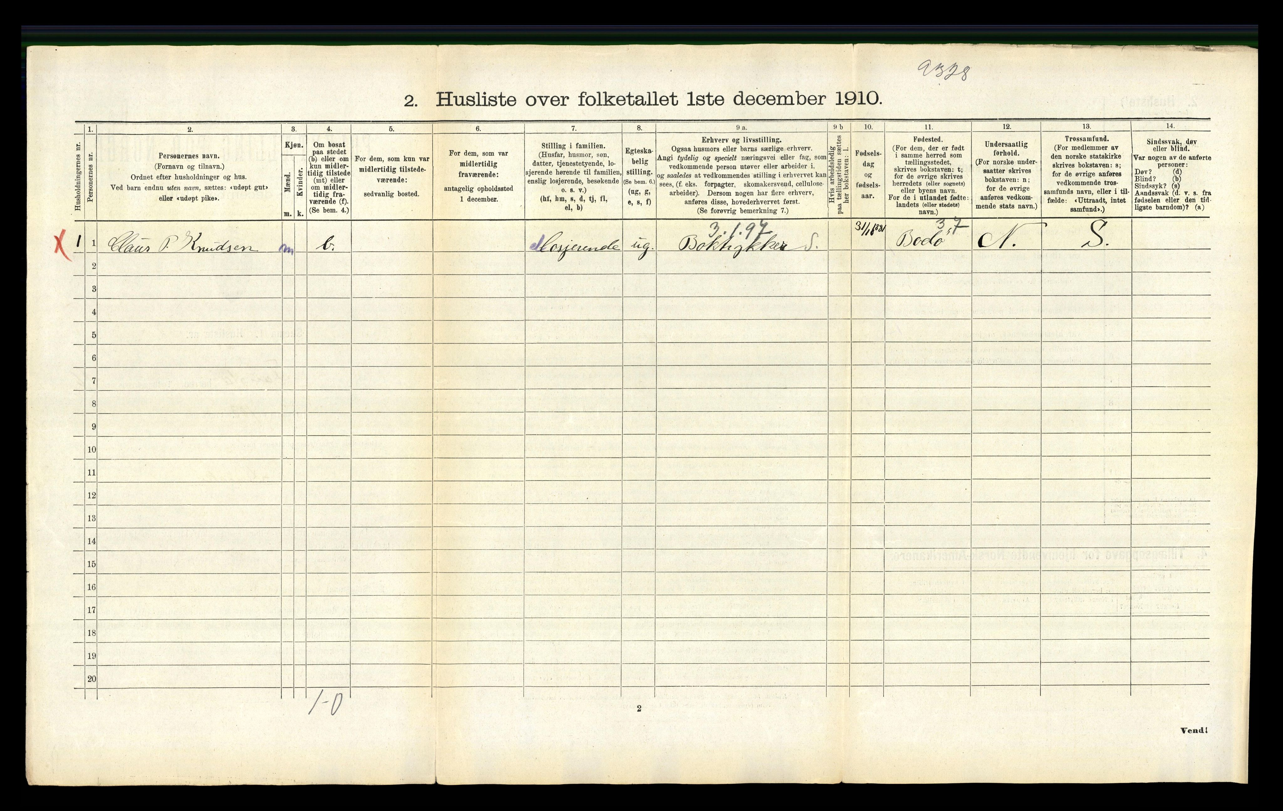 RA, 1910 census for Fauske, 1910, p. 1041