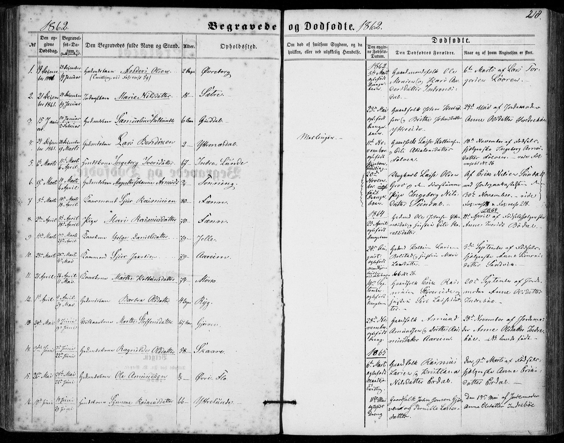 Stryn Sokneprestembete, SAB/A-82501: Parish register (official) no. A 3, 1862-1877, p. 218