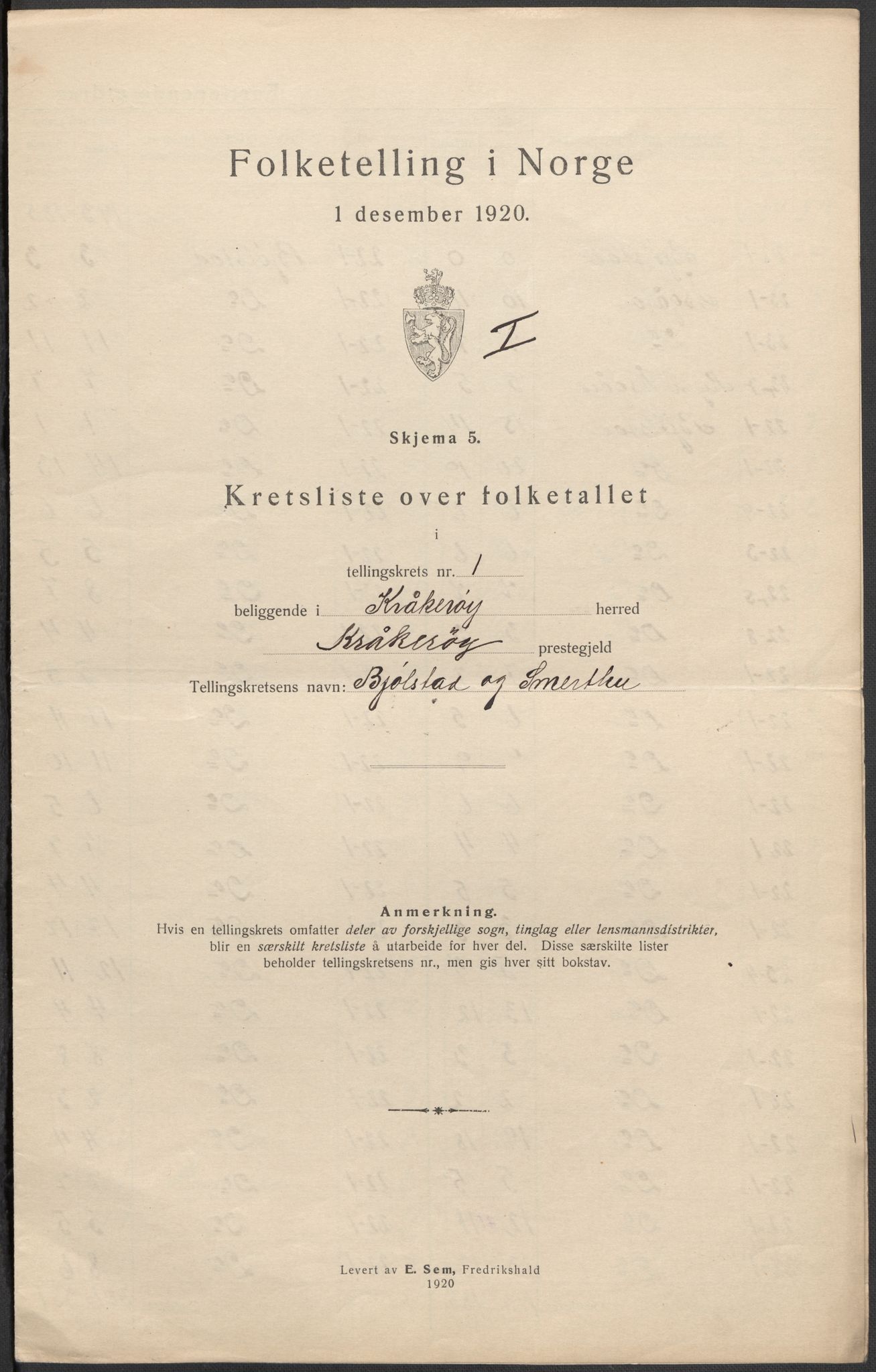 SAO, 1920 census for Kråkerøy, 1920, p. 6