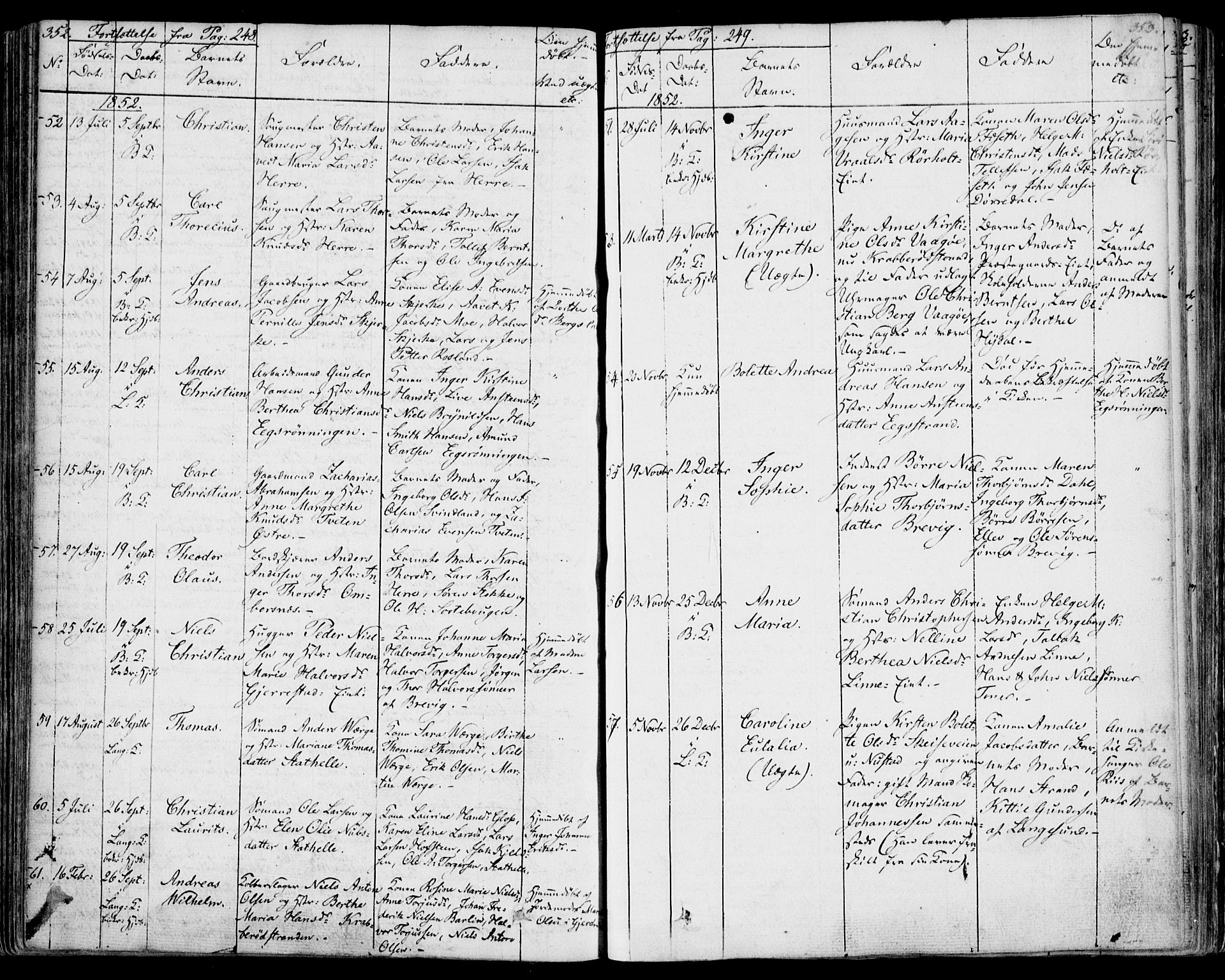 Bamble kirkebøker, AV/SAKO-A-253/F/Fa/L0004: Parish register (official) no. I 4, 1834-1853, p. 352-353