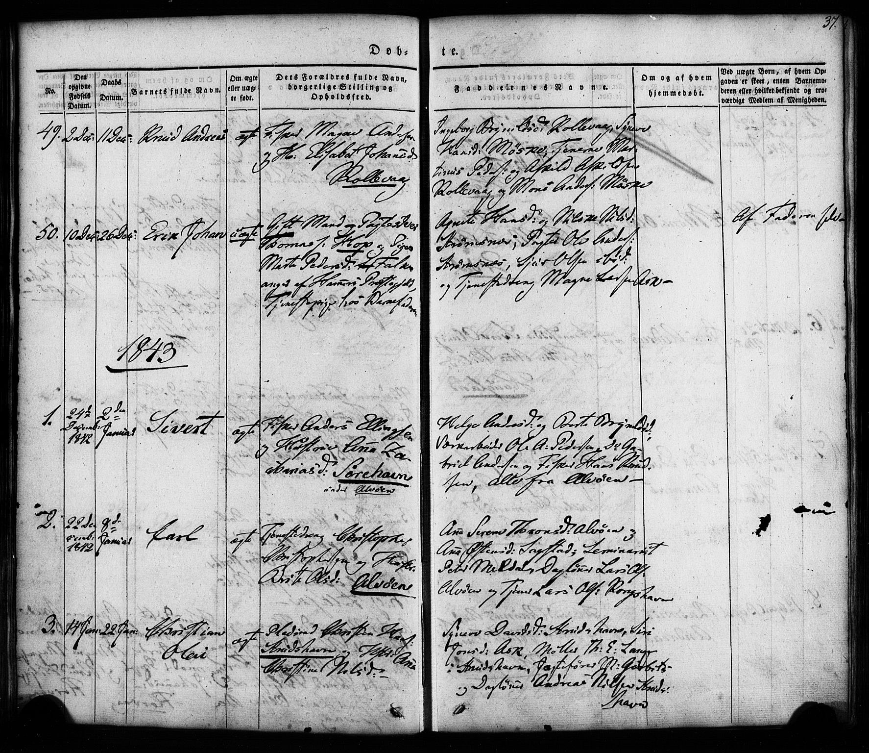 Askøy Sokneprestembete, SAB/A-74101/H/Ha/Haa/Haaa/L0005: Parish register (official) no. A 5, 1836-1852, p. 37