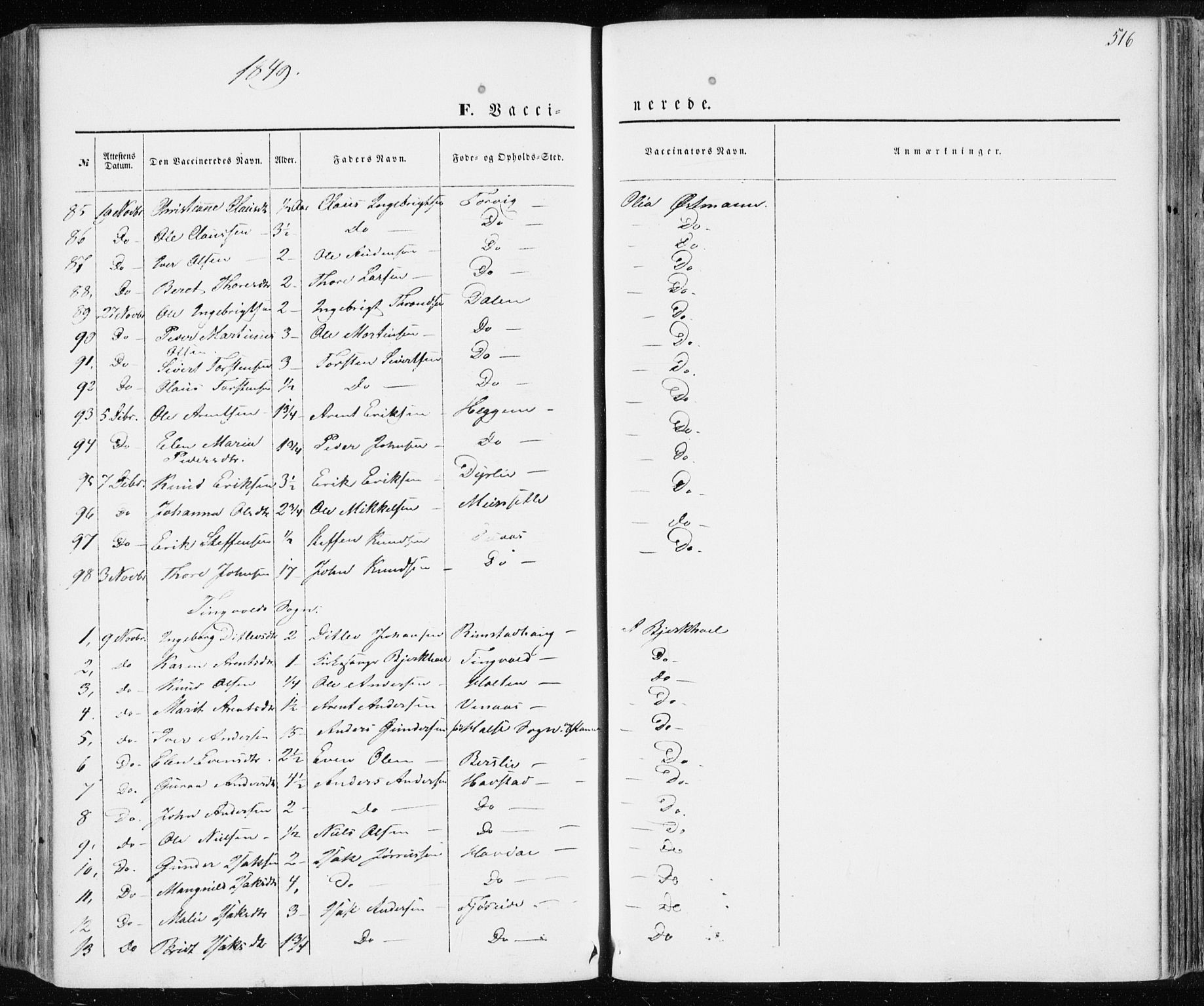 Ministerialprotokoller, klokkerbøker og fødselsregistre - Møre og Romsdal, AV/SAT-A-1454/586/L0984: Parish register (official) no. 586A10, 1844-1856, p. 516