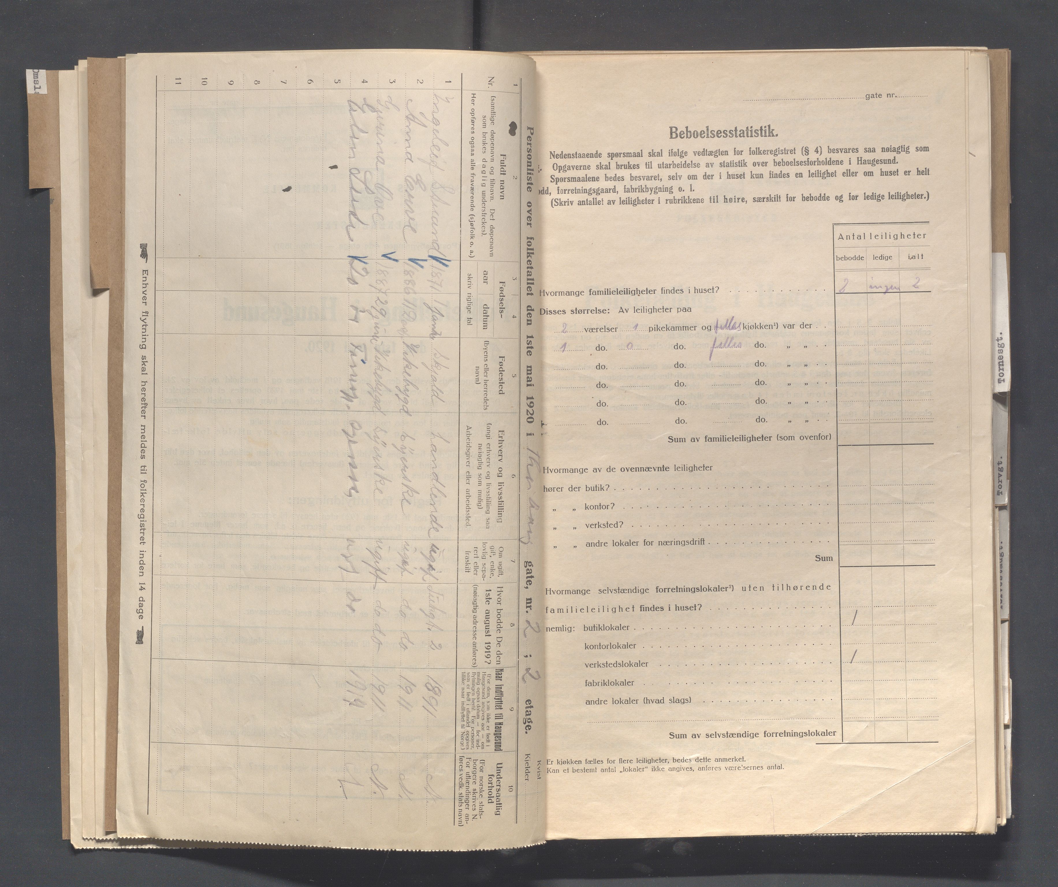 IKAR, Local census 1.5.1920 for Haugesund, 1920, p. 5170