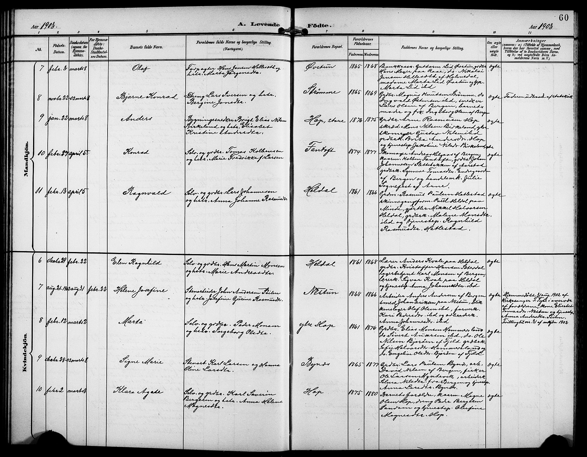 Birkeland Sokneprestembete, AV/SAB-A-74601/H/Hab: Parish register (copy) no. A 5, 1897-1905, p. 60