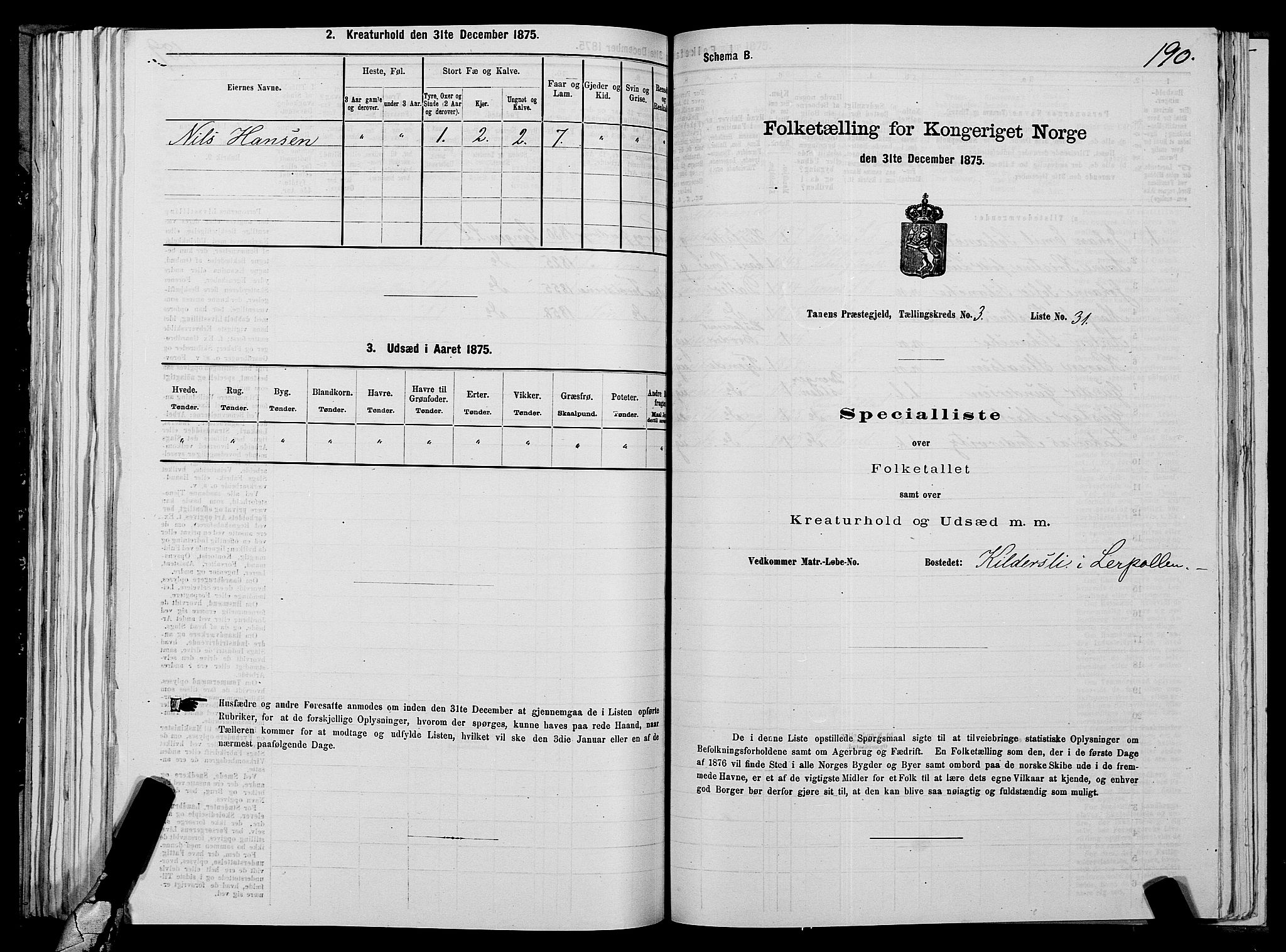 SATØ, 1875 census for 2025P Tana, 1875, p. 1190