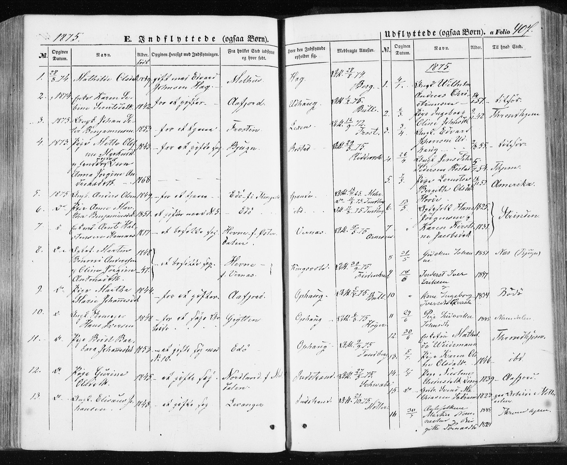 Ministerialprotokoller, klokkerbøker og fødselsregistre - Sør-Trøndelag, SAT/A-1456/659/L0737: Parish register (official) no. 659A07, 1857-1875, p. 407