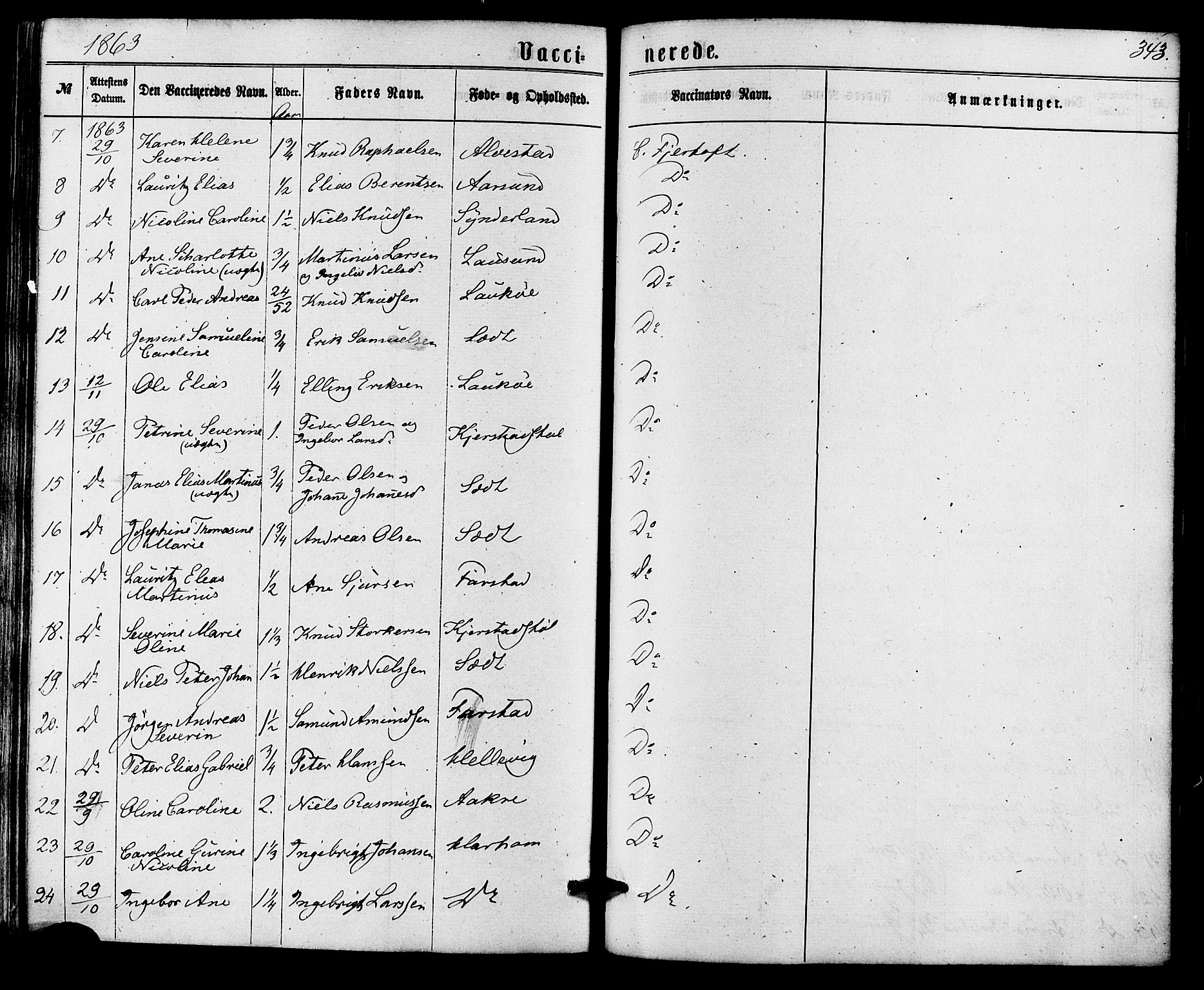 Ministerialprotokoller, klokkerbøker og fødselsregistre - Møre og Romsdal, AV/SAT-A-1454/536/L0498: Parish register (official) no. 536A07, 1862-1875, p. 343