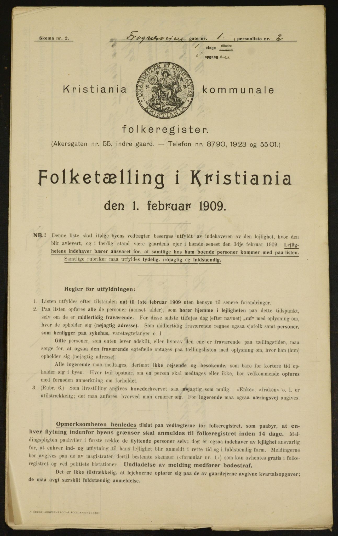 OBA, Municipal Census 1909 for Kristiania, 1909, p. 24599