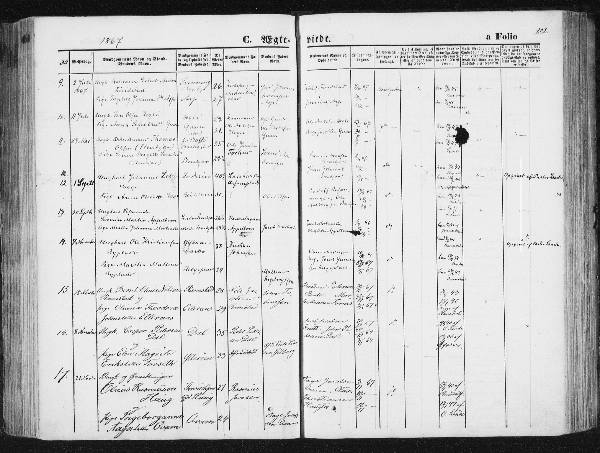 Ministerialprotokoller, klokkerbøker og fødselsregistre - Nord-Trøndelag, SAT/A-1458/746/L0447: Parish register (official) no. 746A06, 1860-1877, p. 202