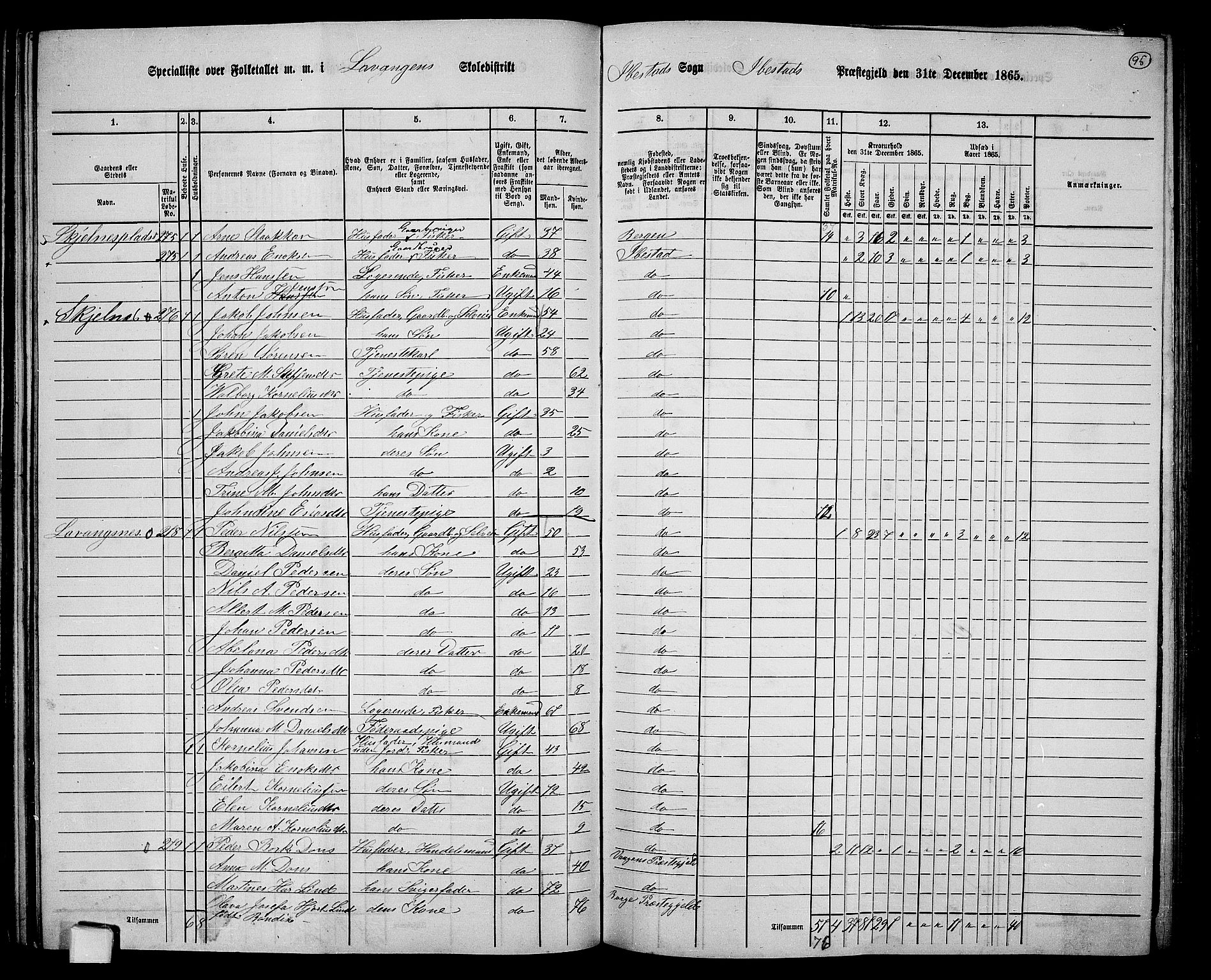 RA, 1865 census for Ibestad, 1865, p. 90