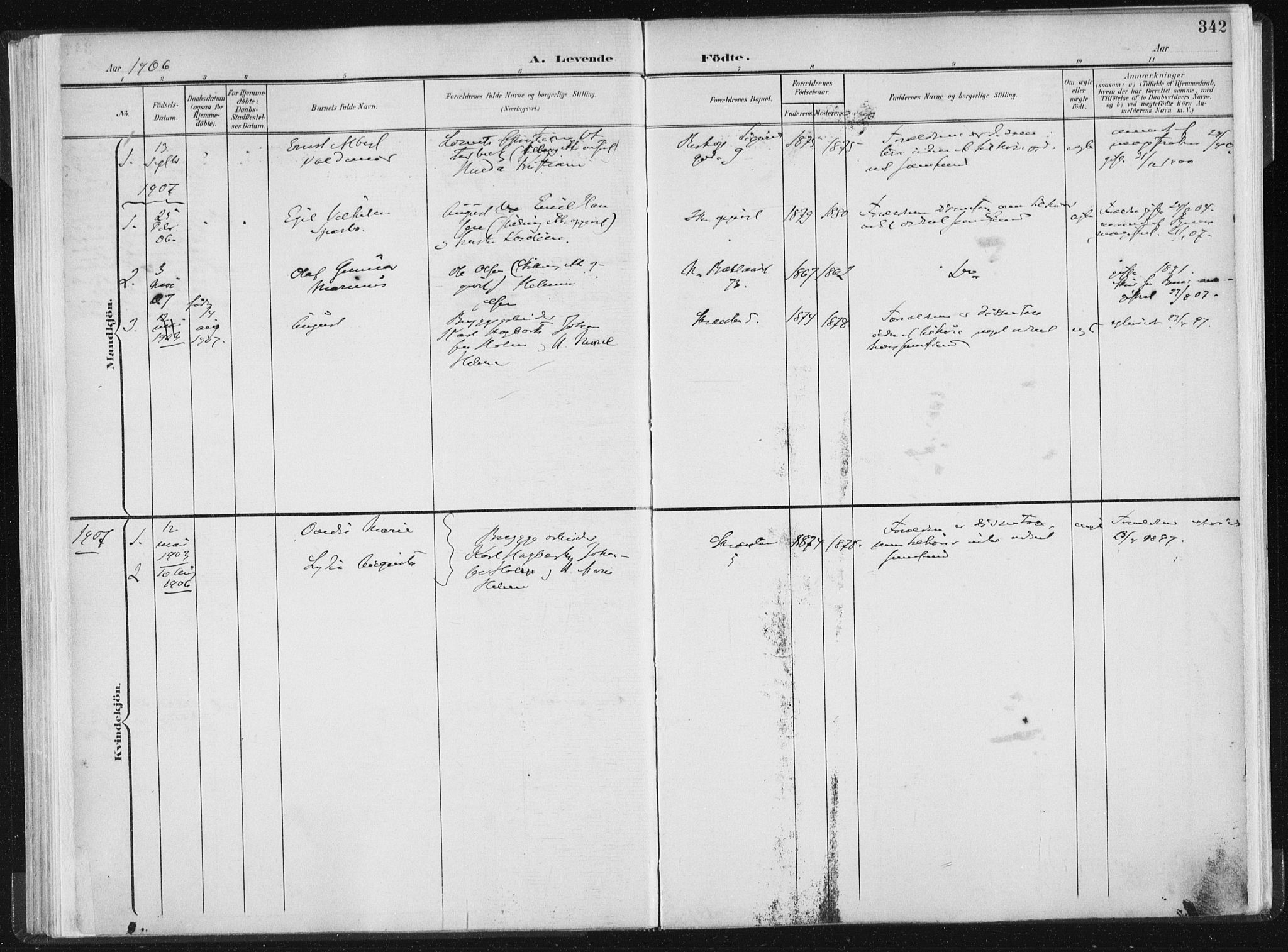 Ministerialprotokoller, klokkerbøker og fødselsregistre - Sør-Trøndelag, SAT/A-1456/604/L0200: Parish register (official) no. 604A20II, 1901-1908, p. 342