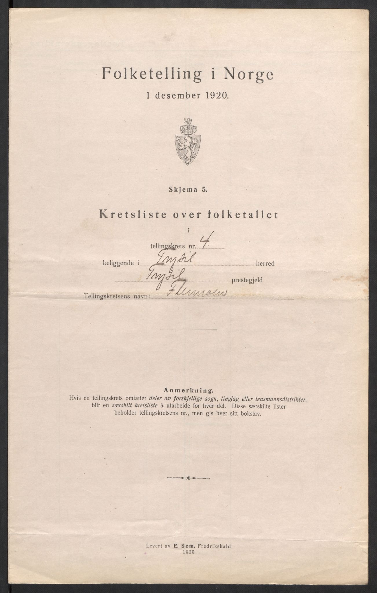 SAH, 1920 census for Trysil, 1920, p. 15