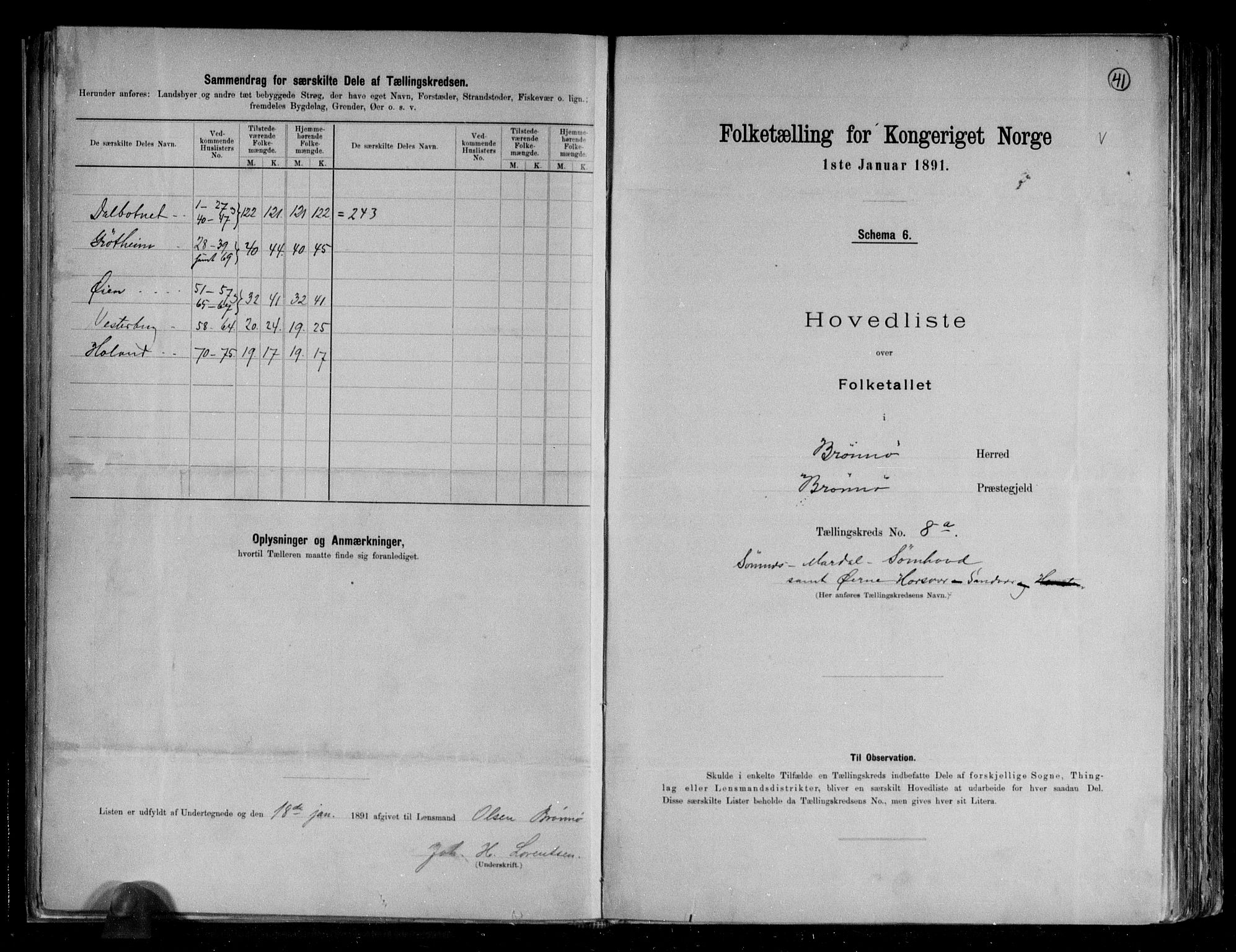 RA, 1891 census for 1814 Brønnøy, 1891, p. 19