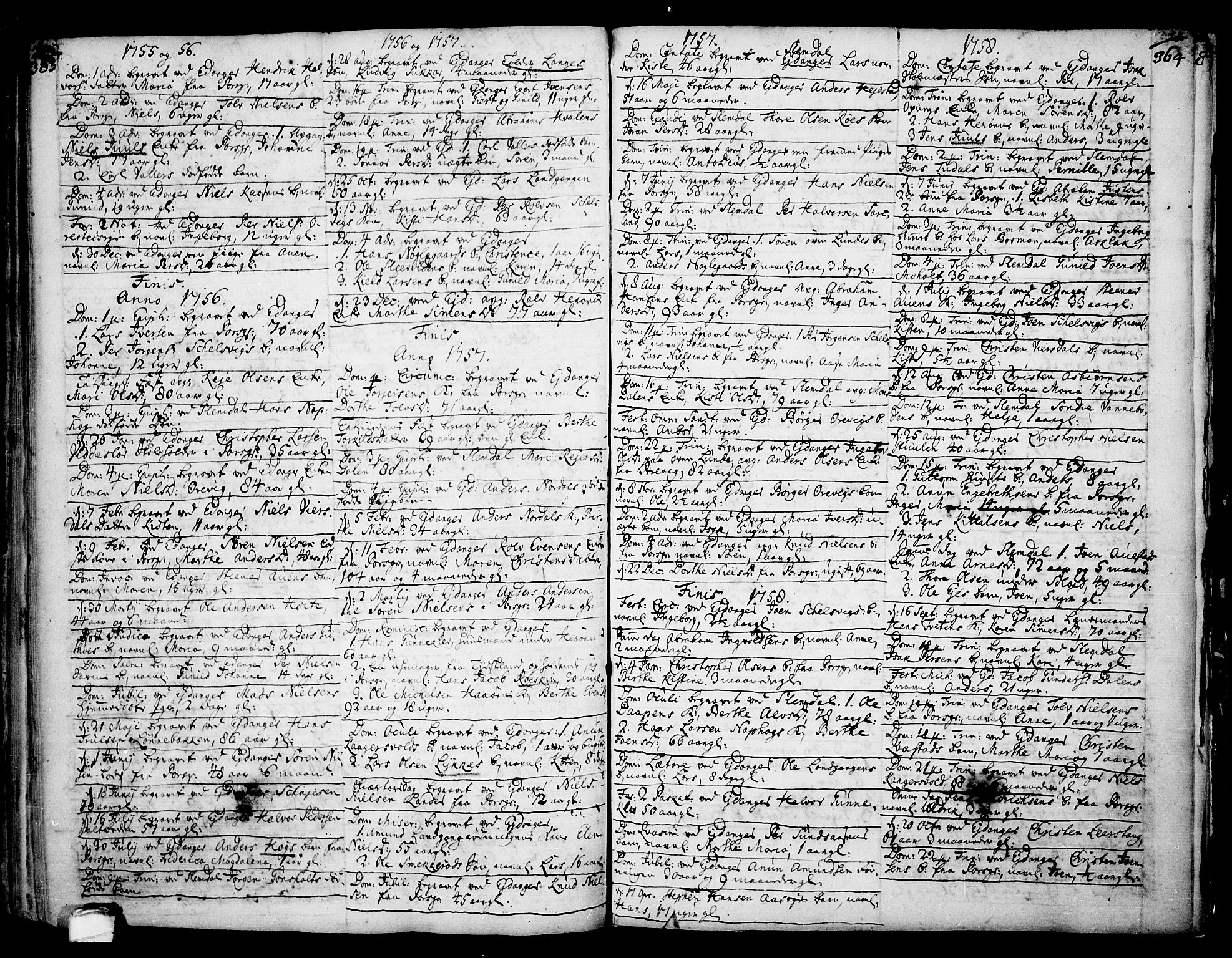 Eidanger kirkebøker, SAKO/A-261/F/Fa/L0004: Parish register (official) no. 4, 1733-1759, p. 363-364