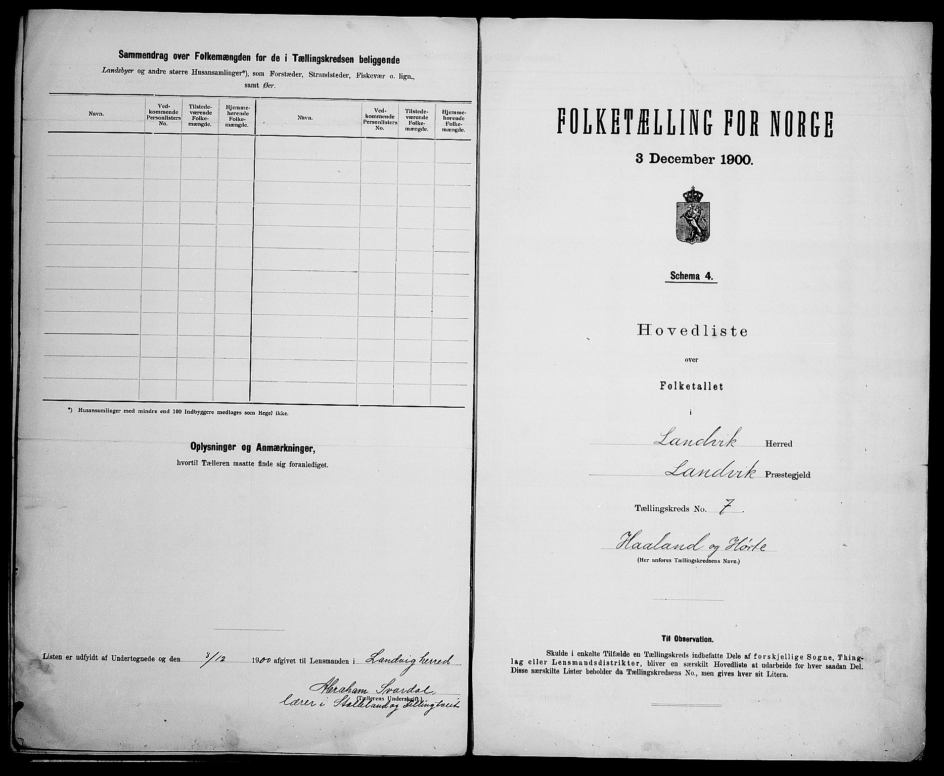 SAK, 1900 census for Landvik, 1900, p. 29