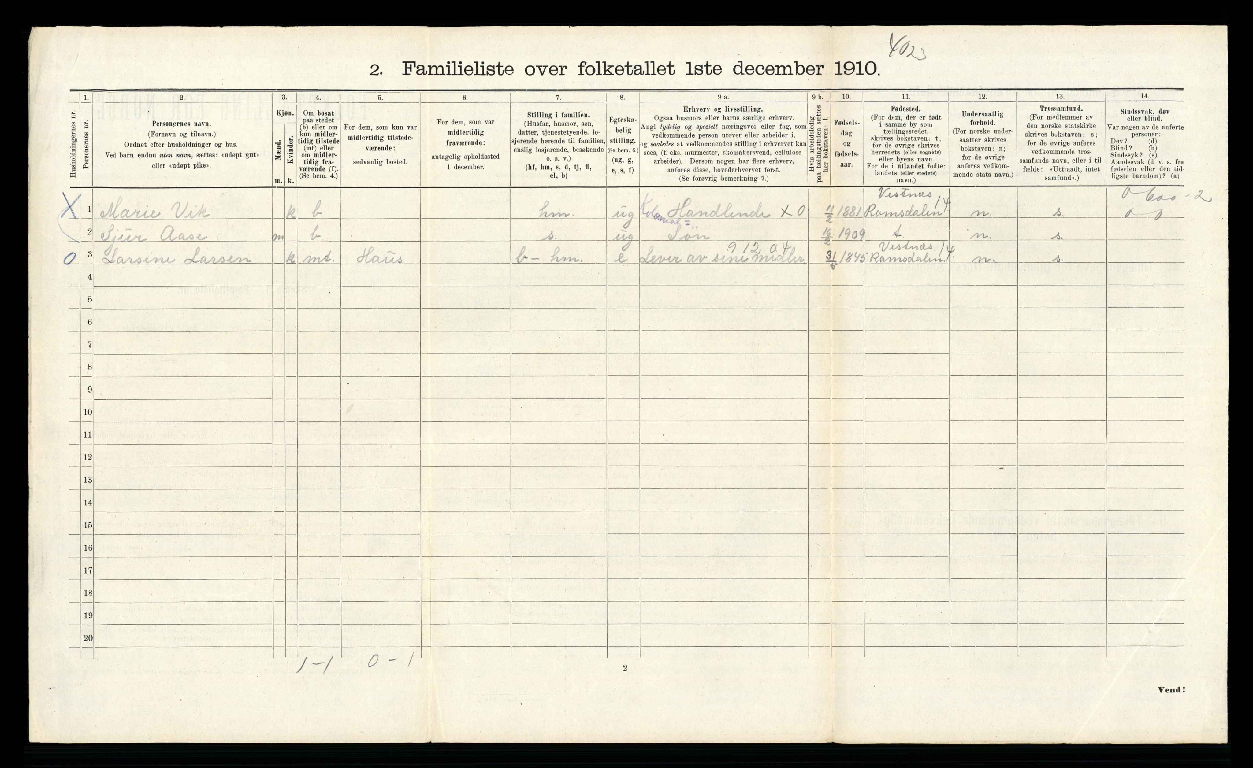 RA, 1910 census for Bergen, 1910, p. 31580