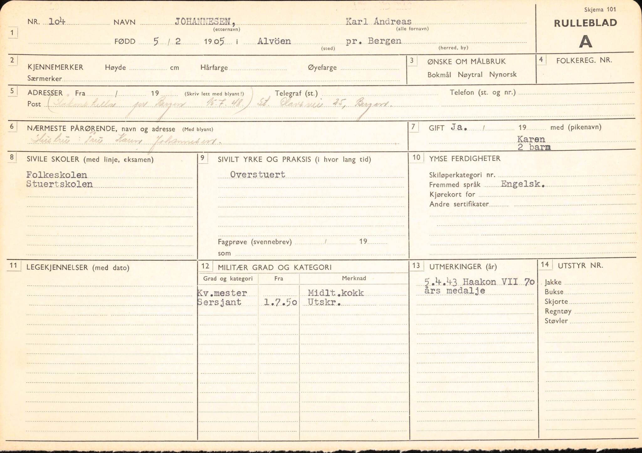 Forsvaret, Forsvarets overkommando/Luftforsvarsstaben, AV/RA-RAFA-4079/P/Pa/L0013: Personellmapper, 1905, p. 274