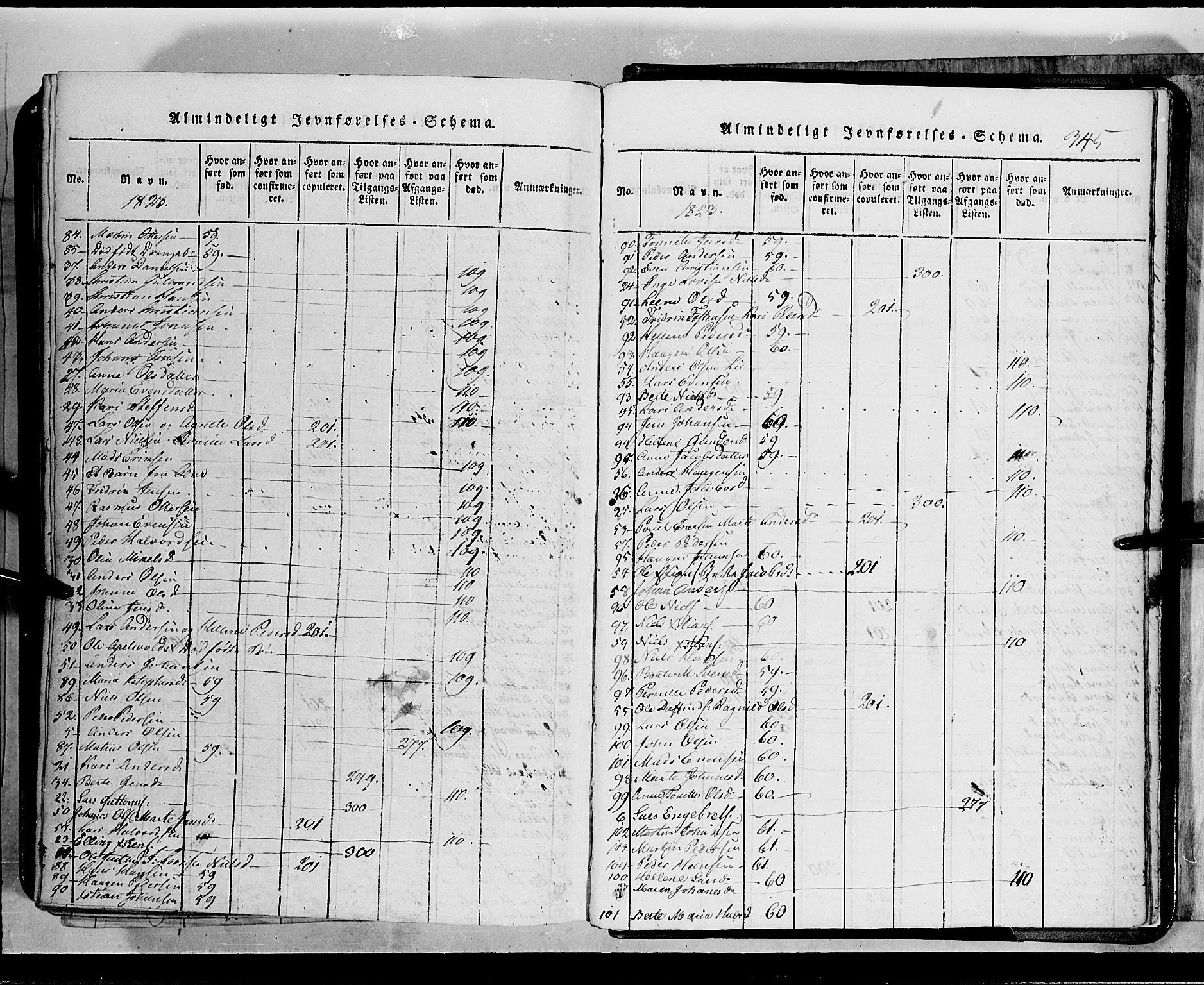 Toten prestekontor, AV/SAH-PREST-102/H/Ha/Hab/L0002: Parish register (copy) no. 2, 1820-1827, p. 345