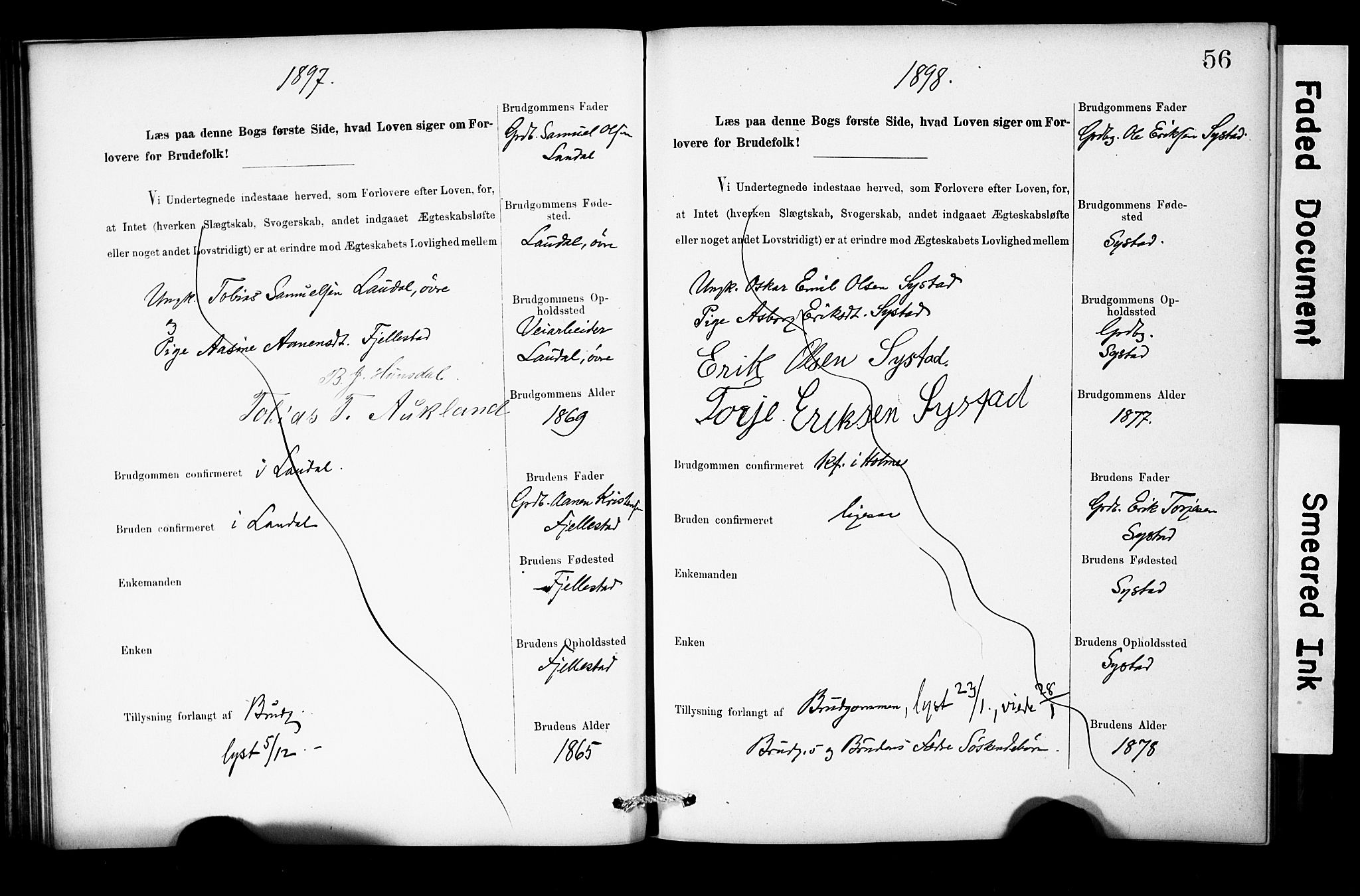 Holum sokneprestkontor, SAK/1111-0022/F/Fe/L0004: Banns register no. II 5 4, 1890-1914, p. 56