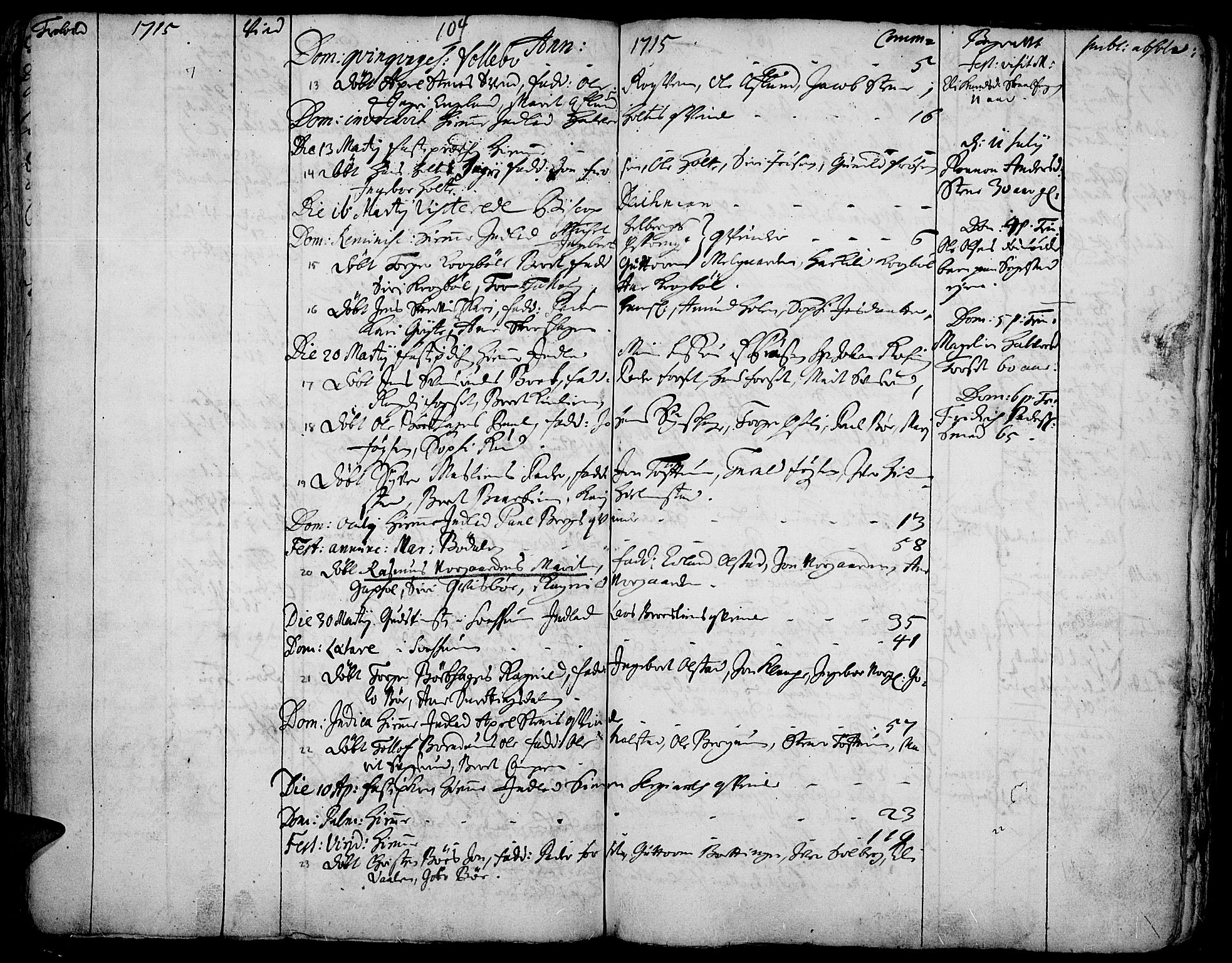 Gausdal prestekontor, SAH/PREST-090/H/Ha/Haa/L0001: Parish register (official) no. 1, 1693-1728, p. 104