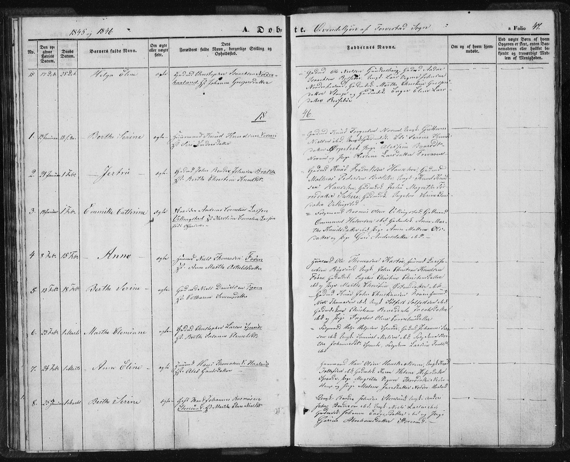 Torvastad sokneprestkontor, AV/SAST-A -101857/H/Ha/Haa/L0005: Parish register (official) no. A 5, 1836-1847, p. 47