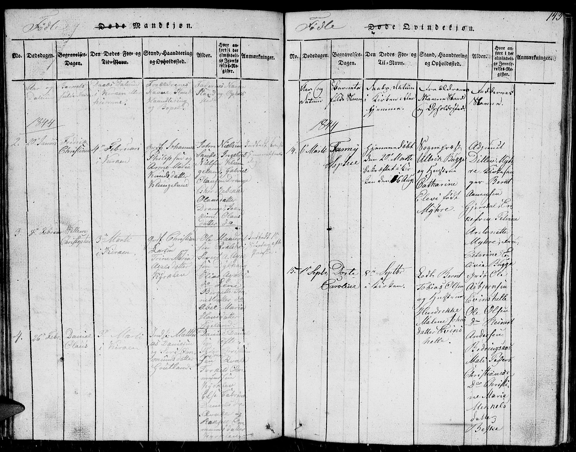 Herad sokneprestkontor, AV/SAK-1111-0018/F/Fb/Fba/L0001: Parish register (copy) no. B 1, 1815-1852, p. 143