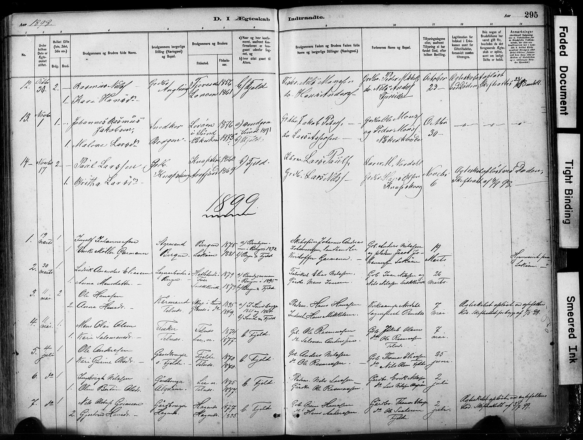 Fjell sokneprestembete, SAB/A-75301/H/Hab: Parish register (copy) no. A 4, 1880-1899, p. 295