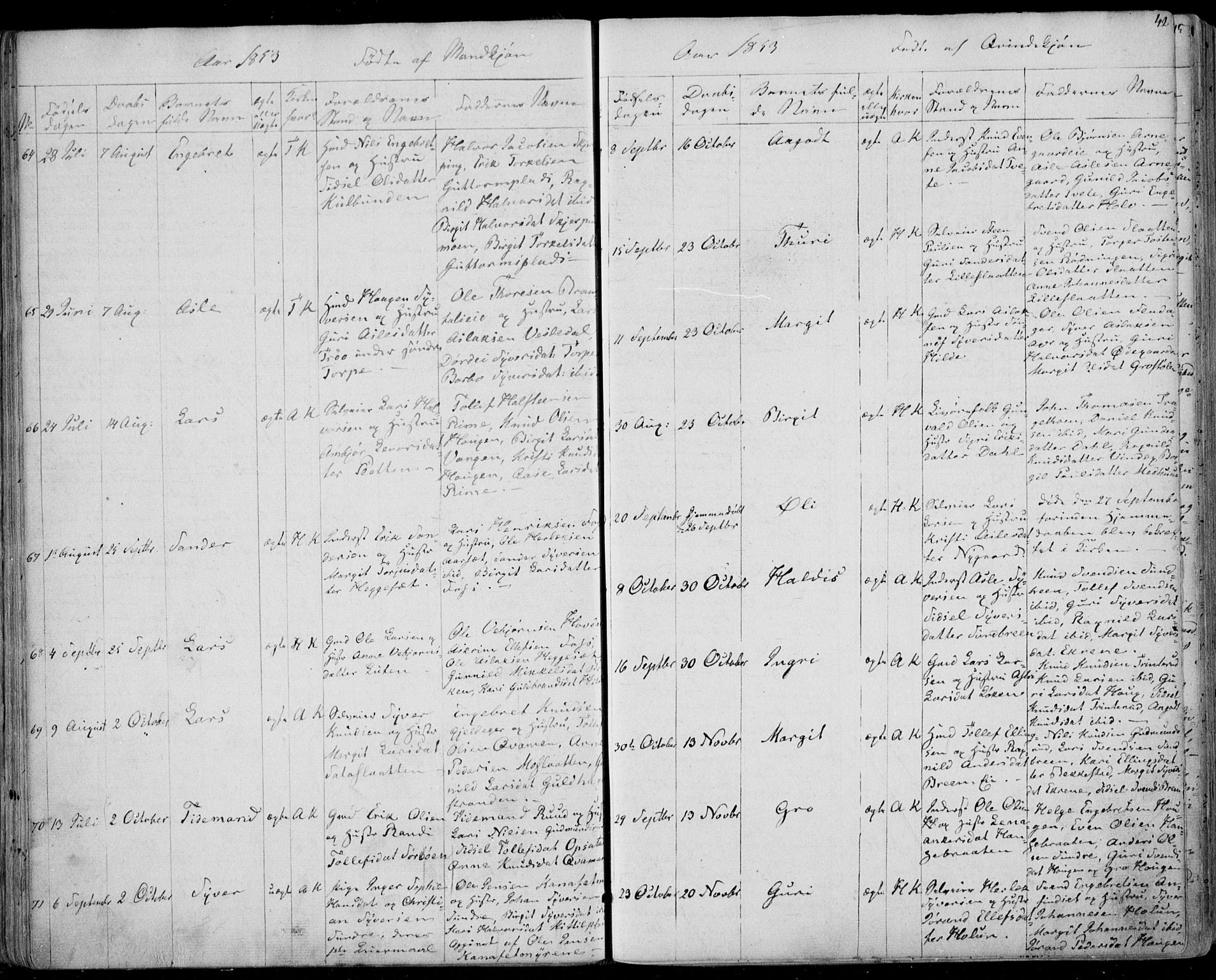 Ål kirkebøker, AV/SAKO-A-249/F/Fa/L0006: Parish register (official) no. I 6, 1849-1864, p. 42