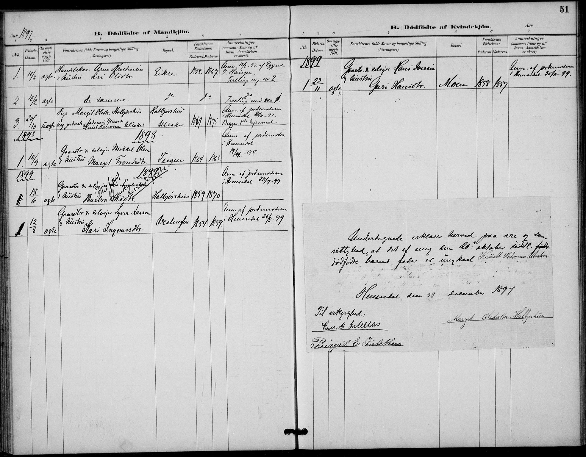 Gol kirkebøker, AV/SAKO-A-226/F/Fb/L0001: Parish register (official) no. II 1, 1887-1900, p. 51