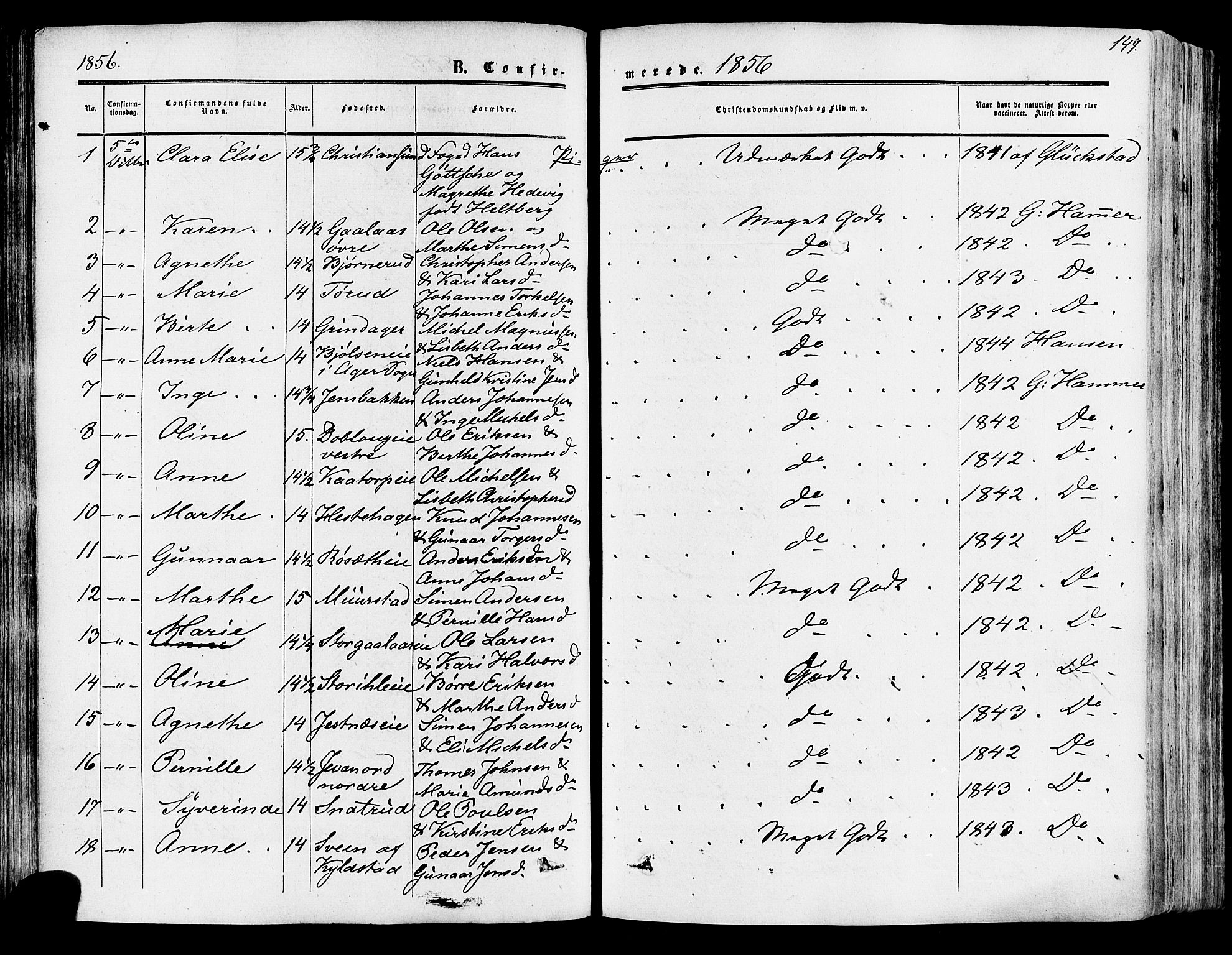 Vang prestekontor, Hedmark, SAH/PREST-008/H/Ha/Haa/L0013: Parish register (official) no. 13, 1855-1879, p. 149