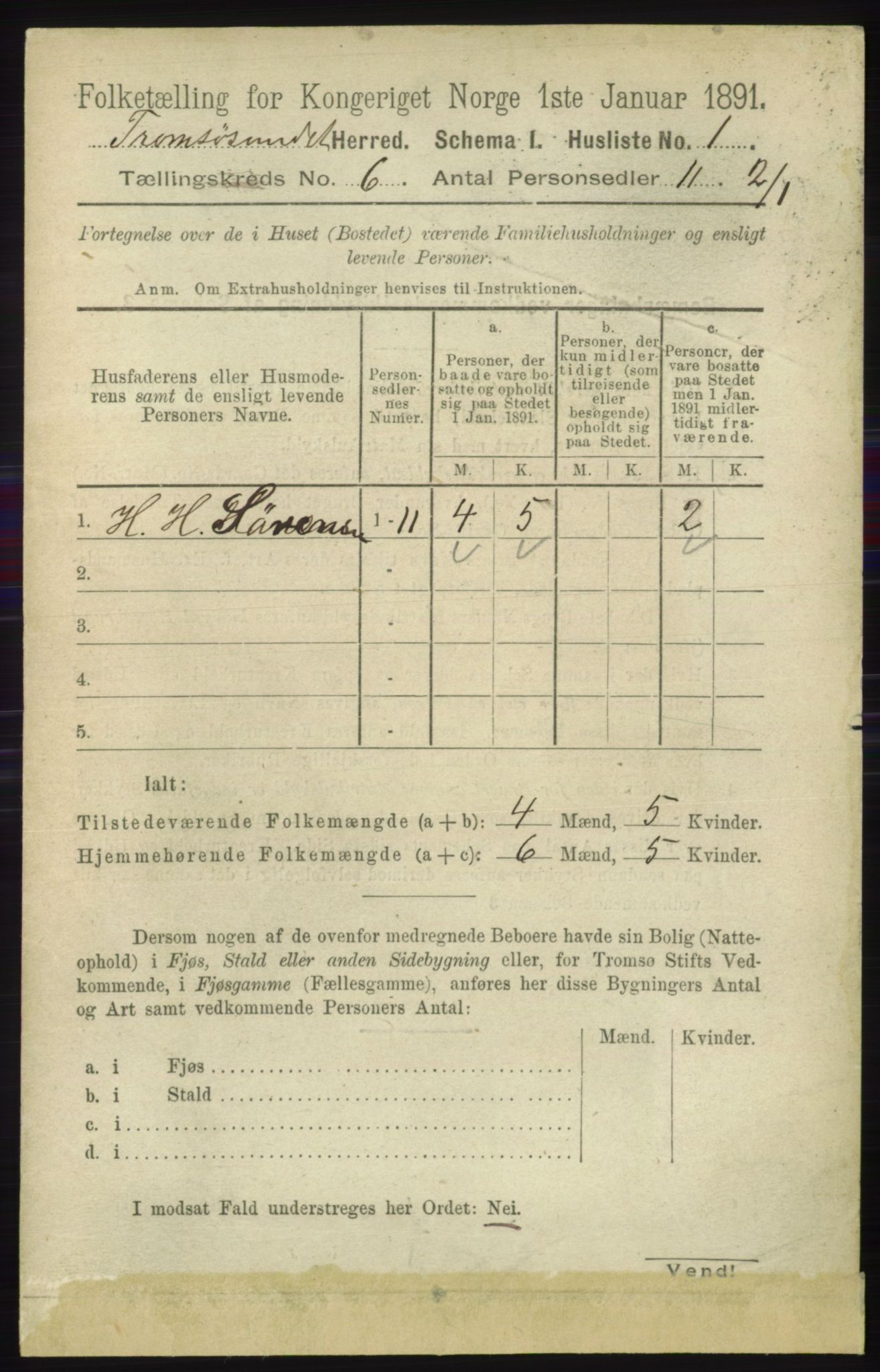 RA, 1891 census for 1934 Tromsøysund, 1891, p. 2916
