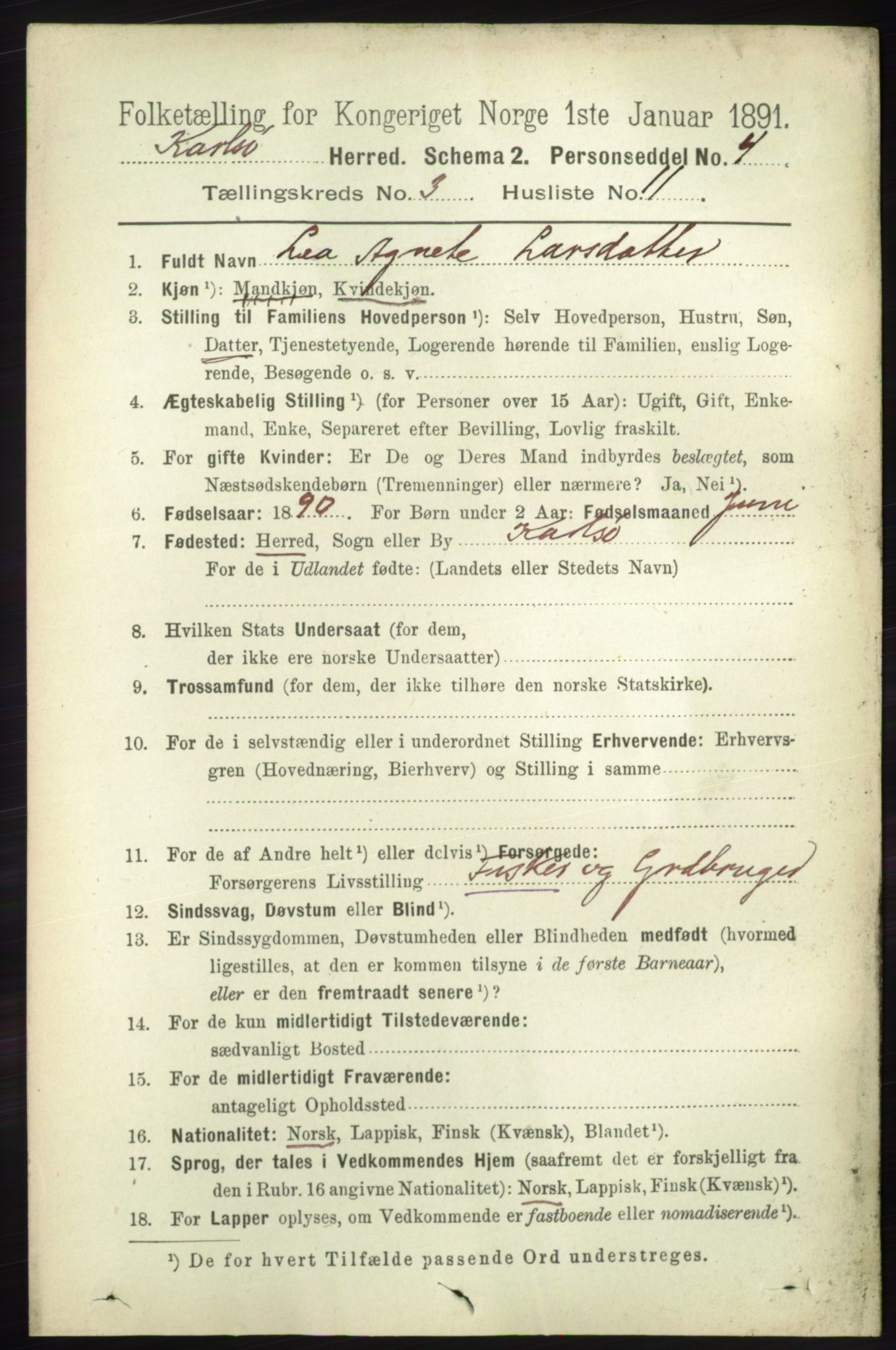 RA, 1891 census for 1936 Karlsøy, 1891, p. 676