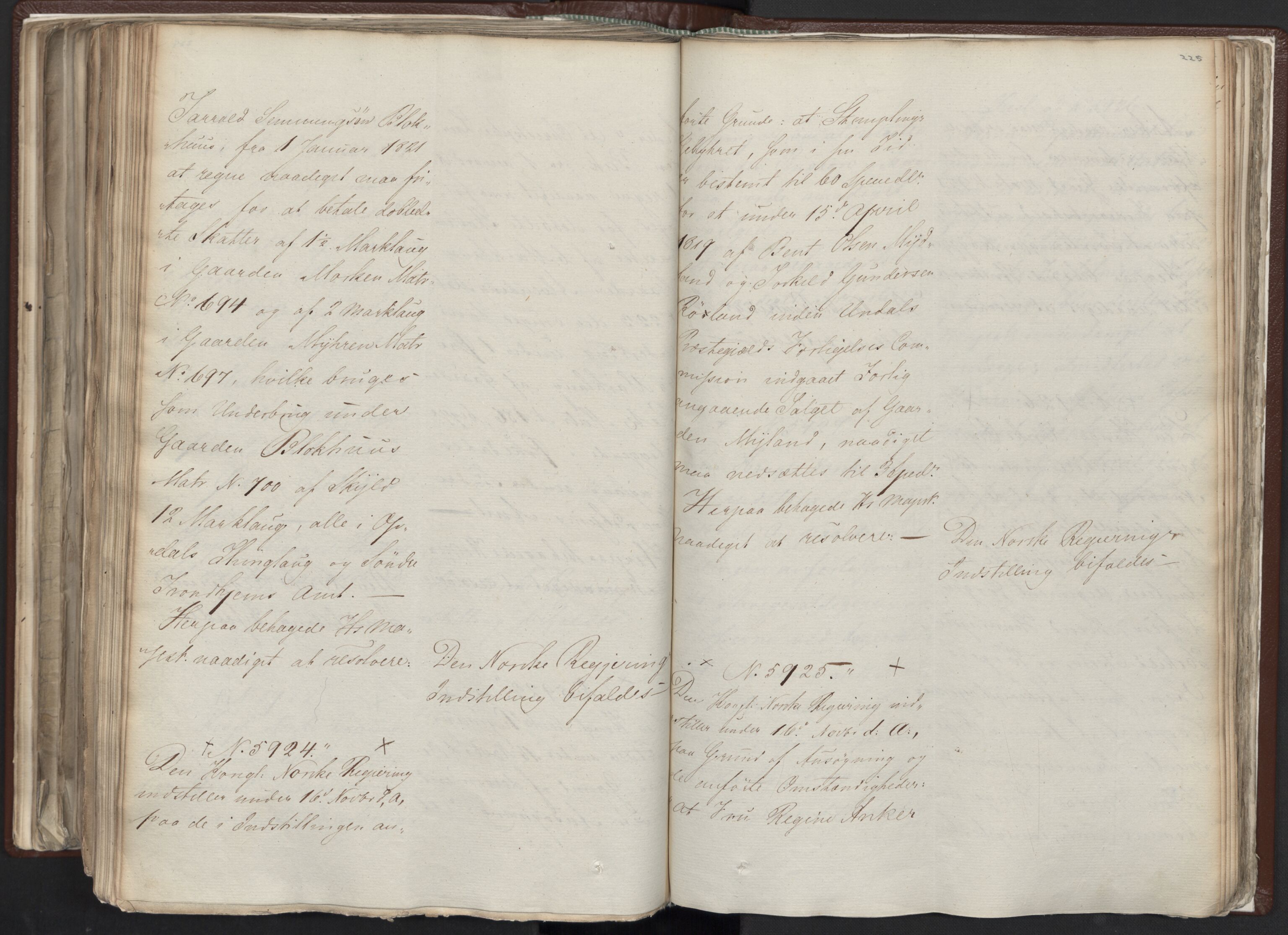 Statsrådssekretariatet, AV/RA-S-1001/A/Ab/L0012: Kgl. res. nr. 5679-6008 II, 1821, p. 224b-225a