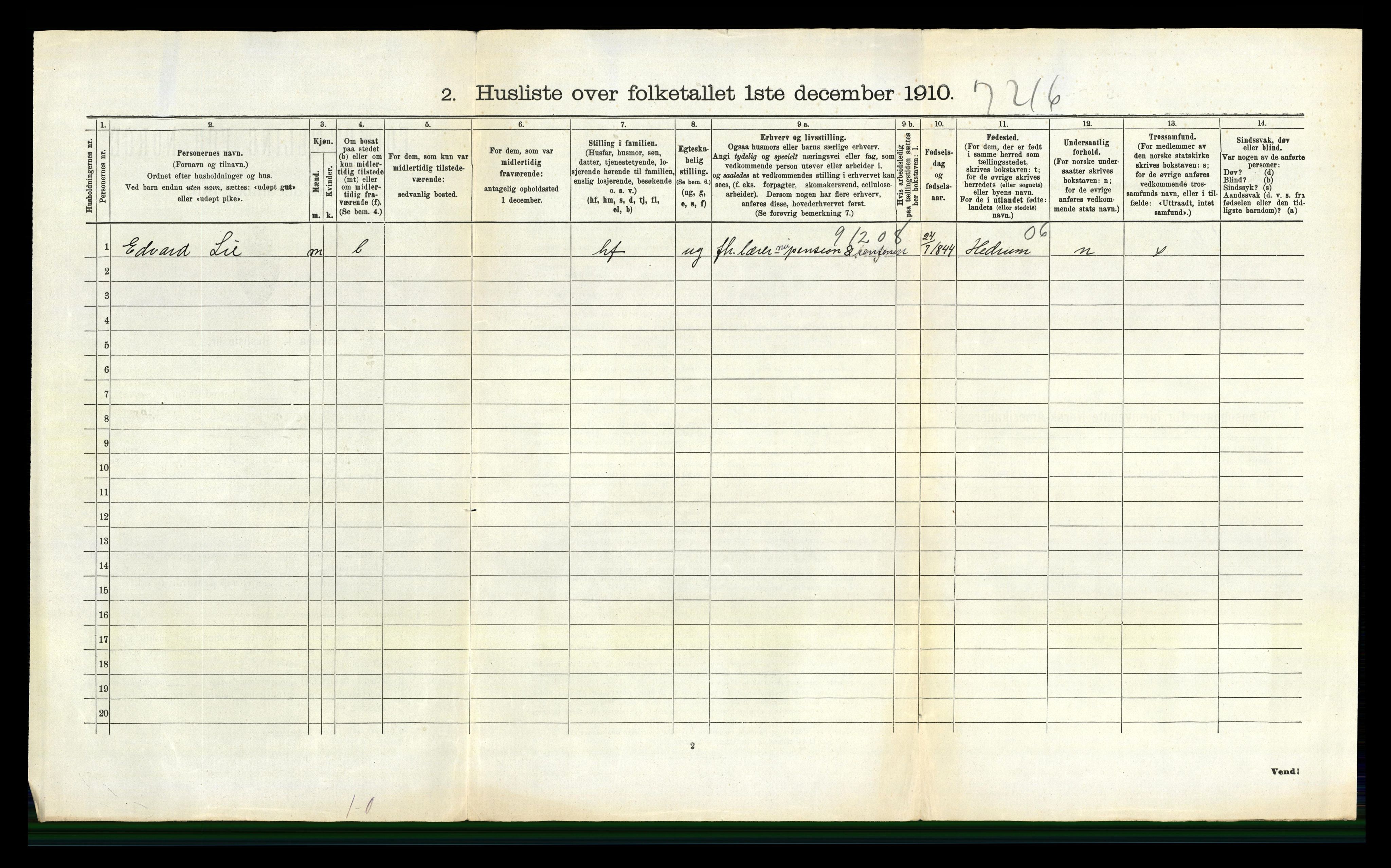 RA, 1910 census for Sandeherred, 1910, p. 1948