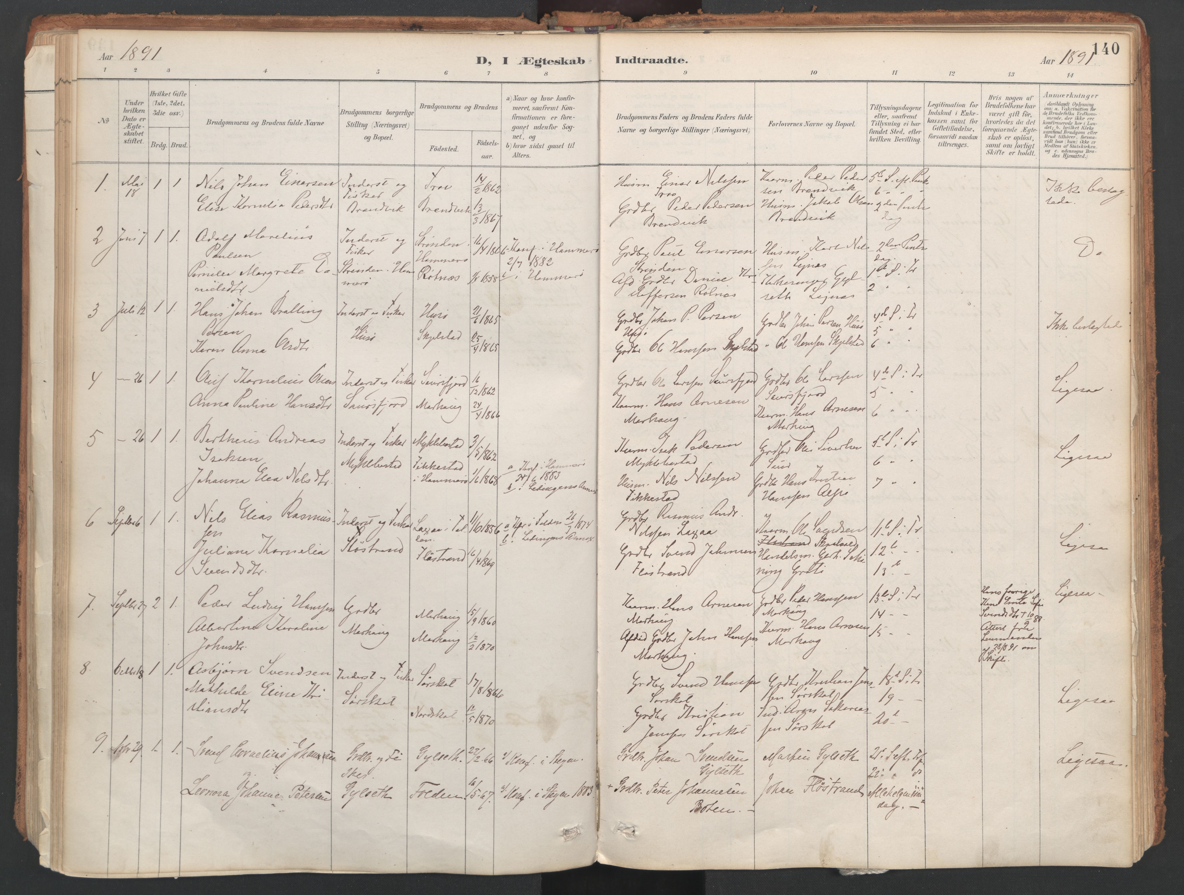 Ministerialprotokoller, klokkerbøker og fødselsregistre - Nordland, AV/SAT-A-1459/857/L0822: Parish register (official) no. 857A02, 1890-1917, p. 140