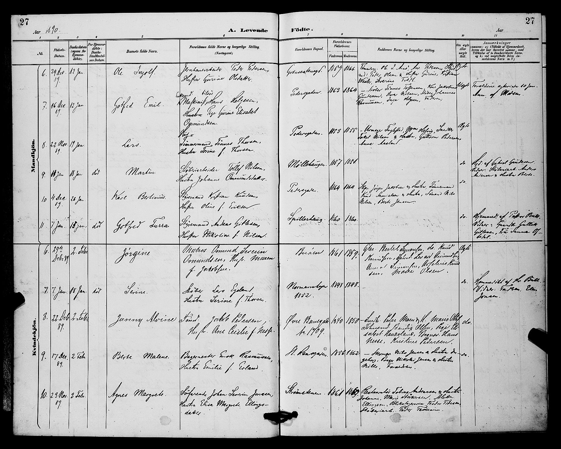 St. Johannes sokneprestkontor, SAST/A-101814/001/30/30BB/L0002: Parish register (copy) no. B 2, 1888-1901, p. 27
