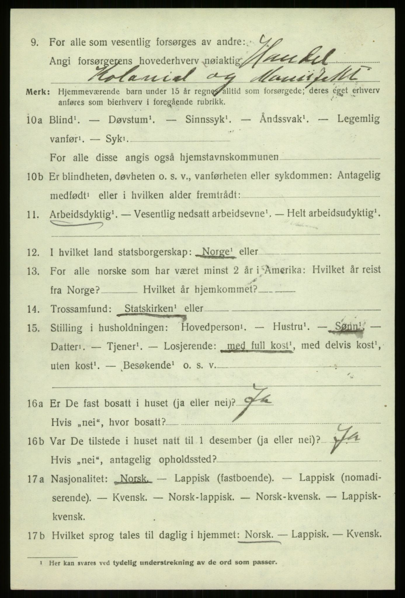 SATØ, 1920 census for Trondenes, 1920, p. 4148