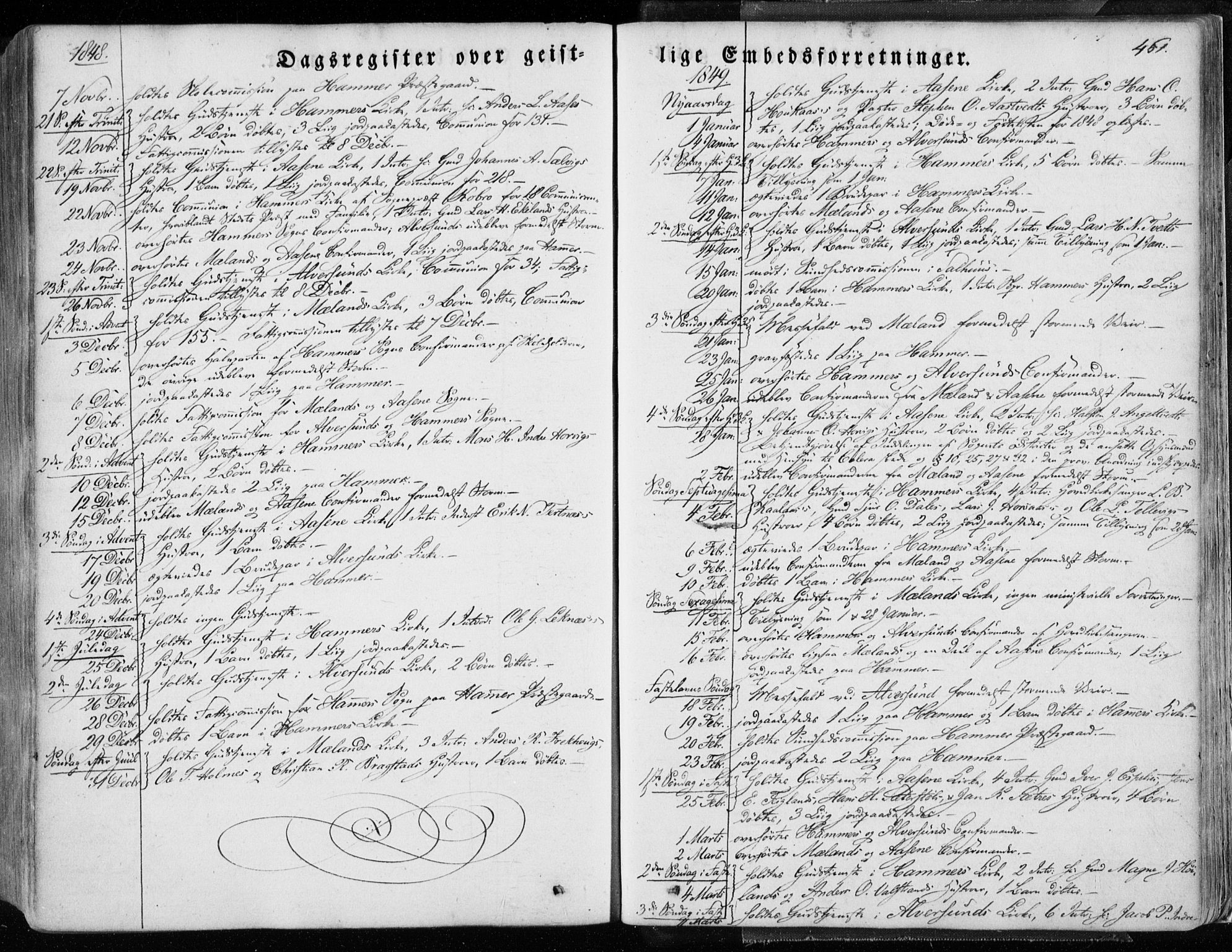 Hamre sokneprestembete, SAB/A-75501/H/Ha/Haa/Haaa/L0013: Parish register (official) no. A 13, 1846-1857, p. 461