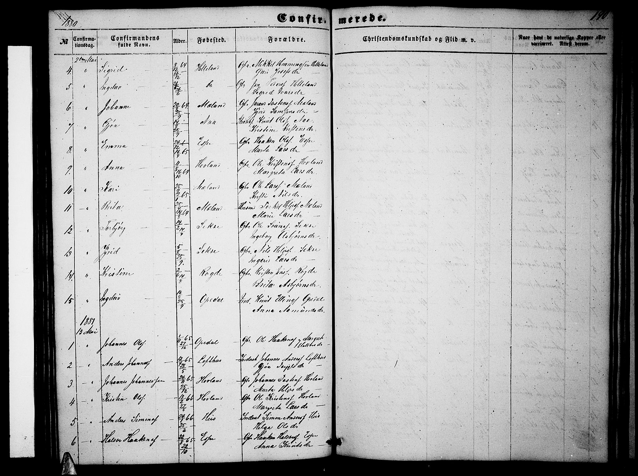 Ullensvang sokneprestembete, SAB/A-78701/H/Hab: Parish register (copy) no. B 10, 1858-1886, p. 190