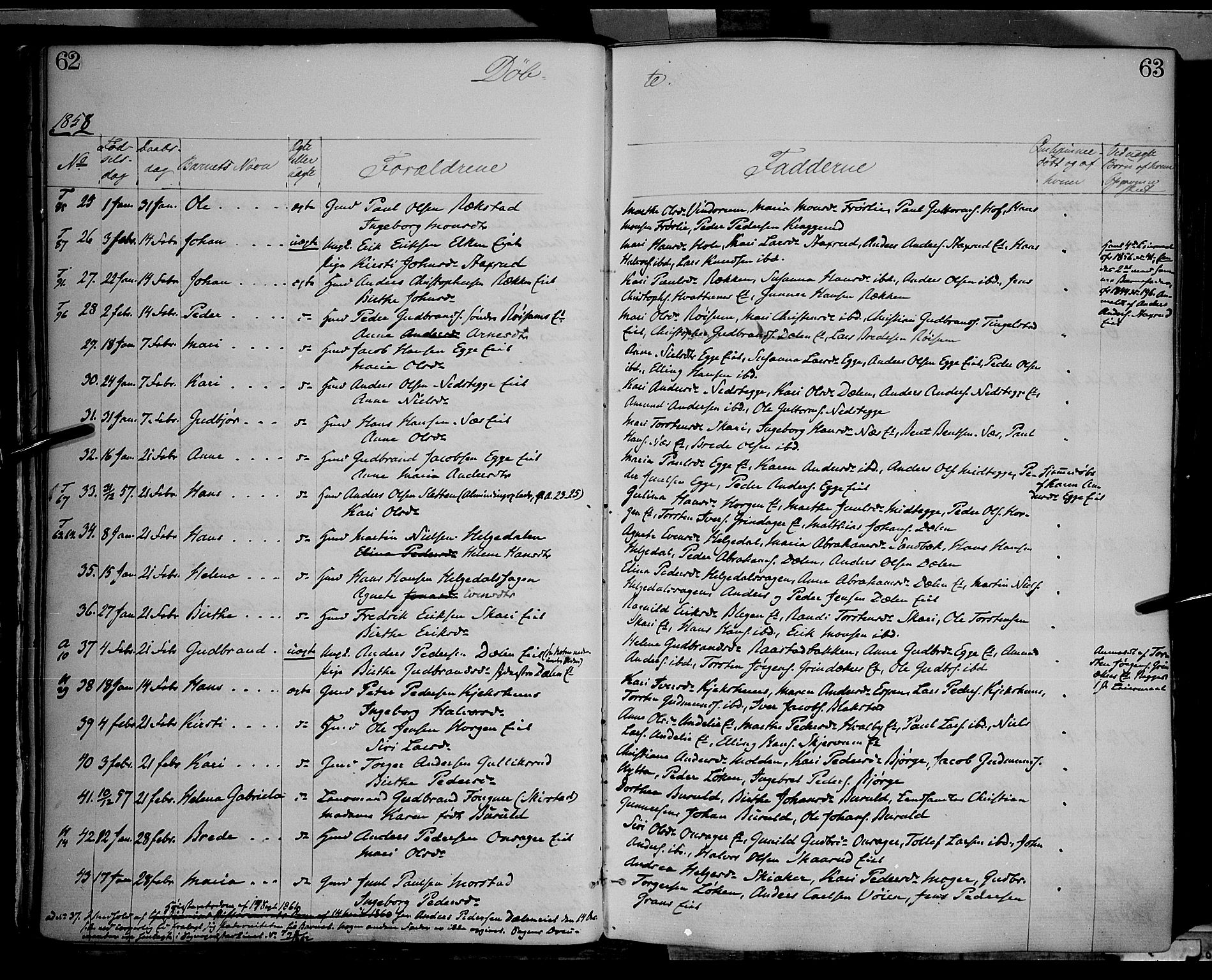 Gran prestekontor, AV/SAH-PREST-112/H/Ha/Haa/L0012: Parish register (official) no. 12, 1856-1874, p. 62-63