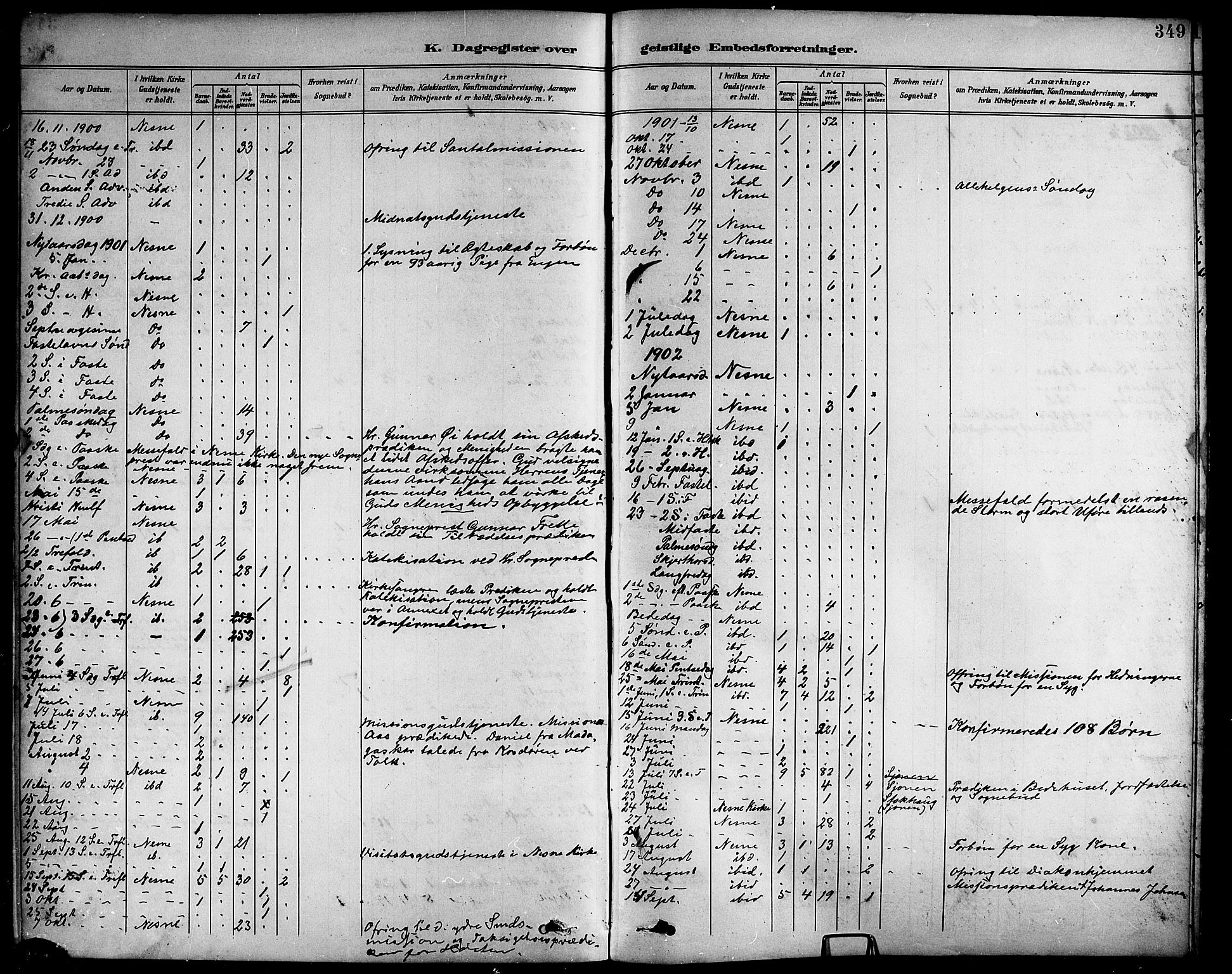 Ministerialprotokoller, klokkerbøker og fødselsregistre - Nordland, SAT/A-1459/838/L0559: Parish register (copy) no. 838C06, 1893-1910, p. 349
