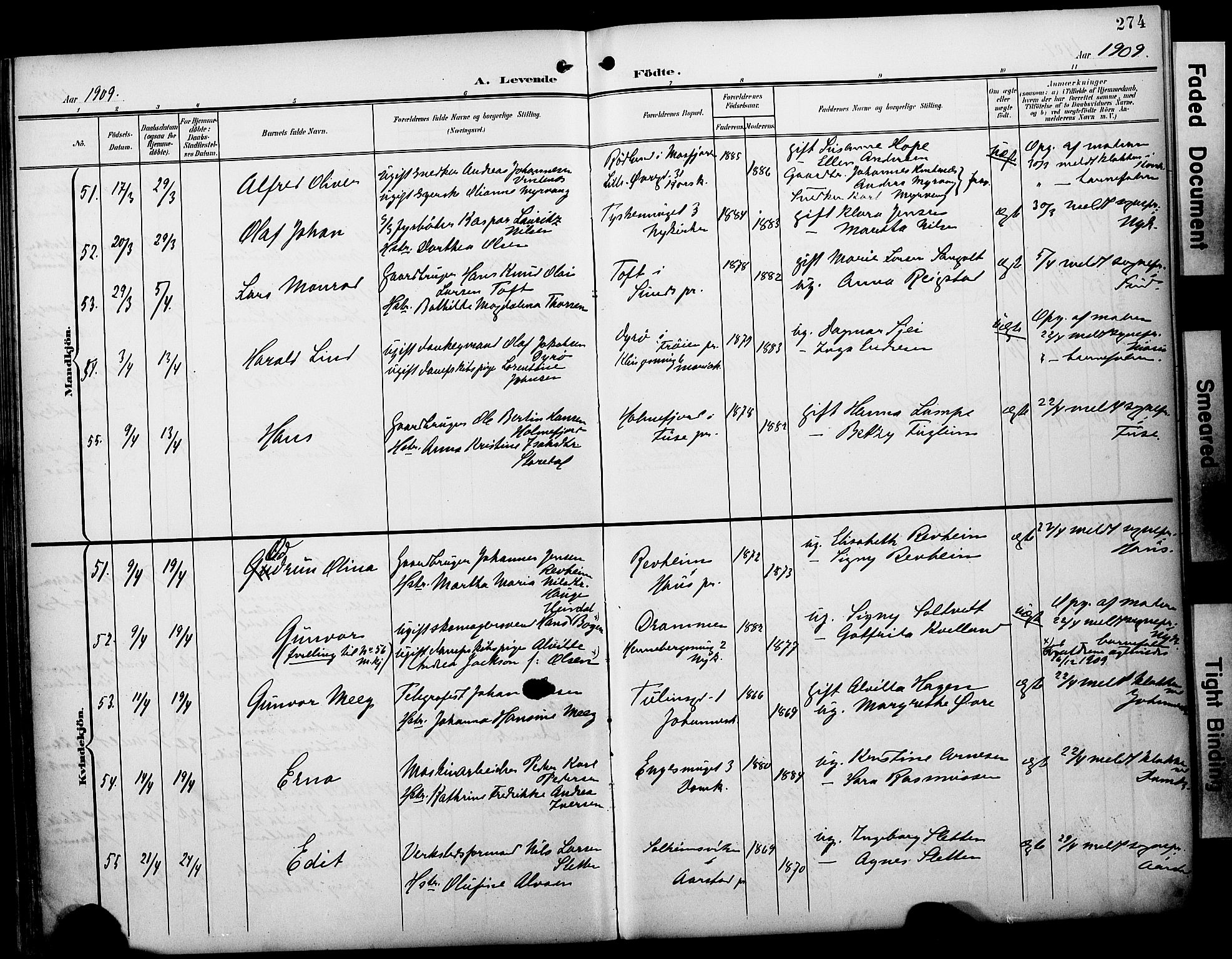 Fødselsstiftelsens sokneprestembete*, SAB/-: Parish register (official) no. A 3, 1901-1910, p. 274