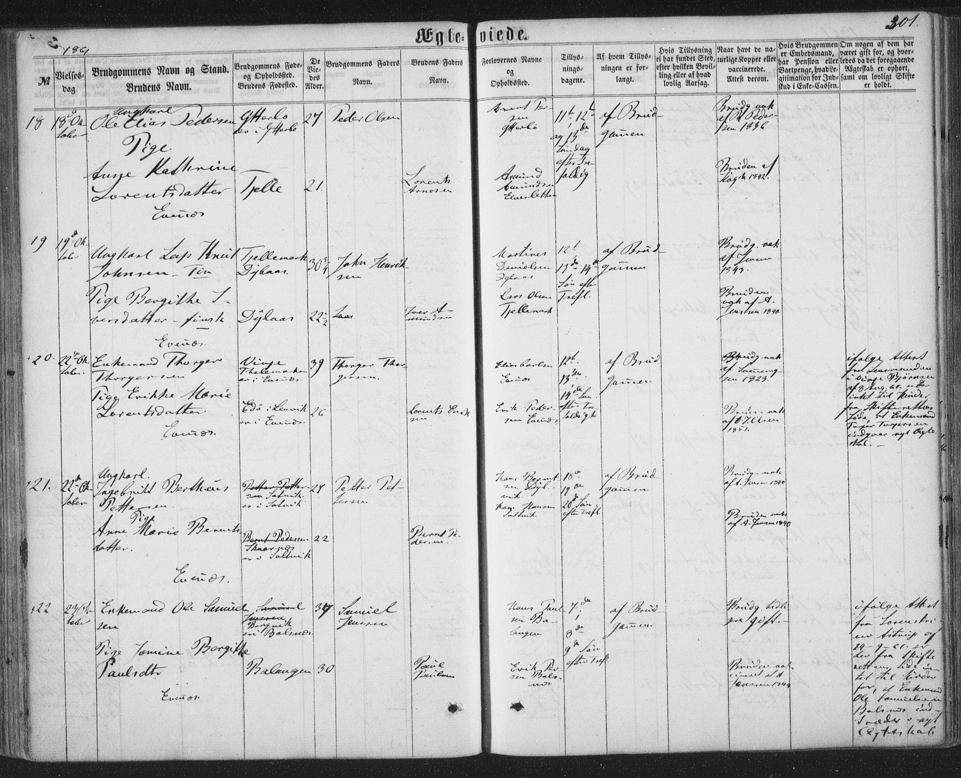 Ministerialprotokoller, klokkerbøker og fødselsregistre - Nordland, AV/SAT-A-1459/863/L0896: Parish register (official) no. 863A08, 1861-1871, p. 301